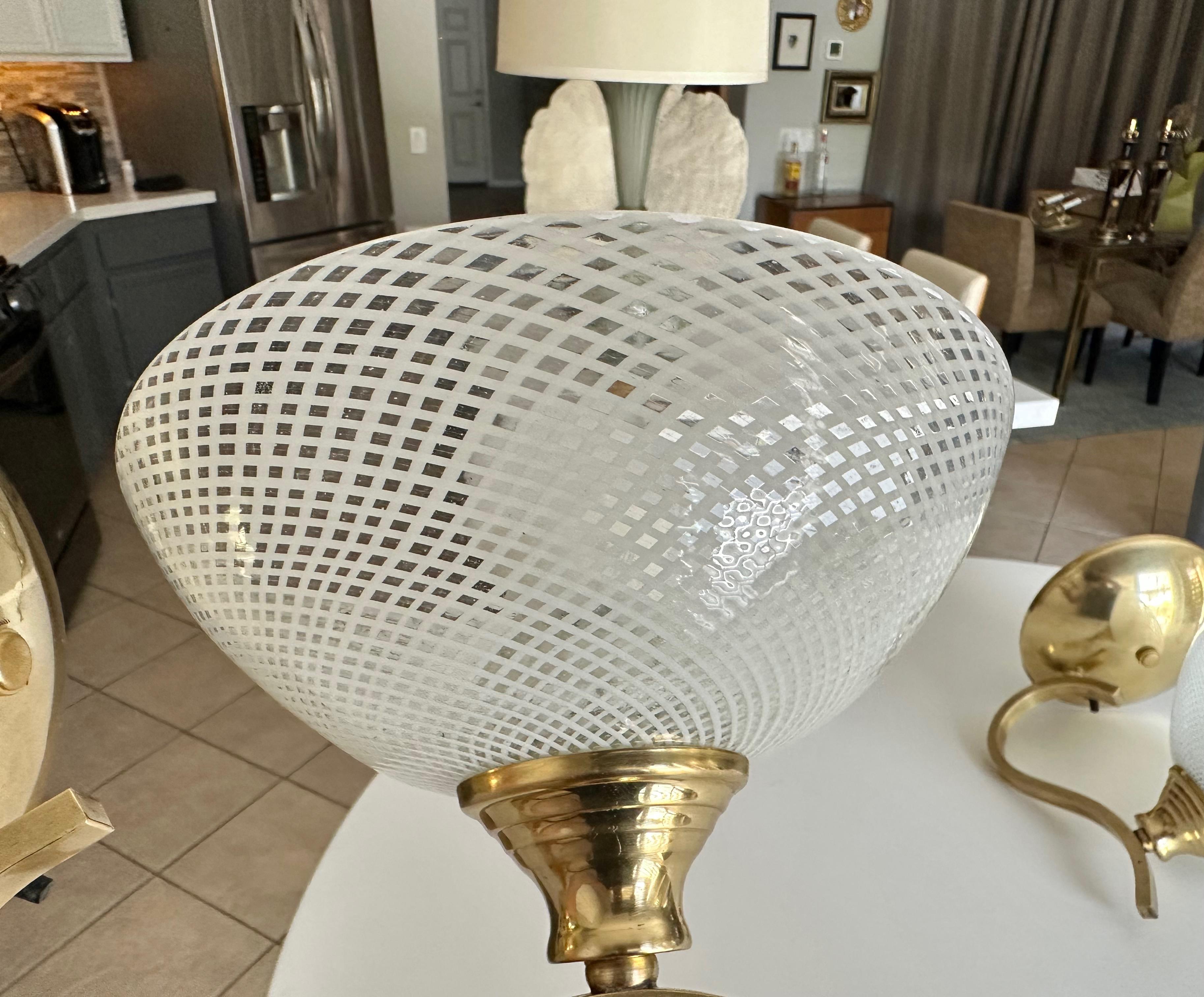 Coppia di lampade in vetro di Murano Deco Mezza Filigrana in vendita 4