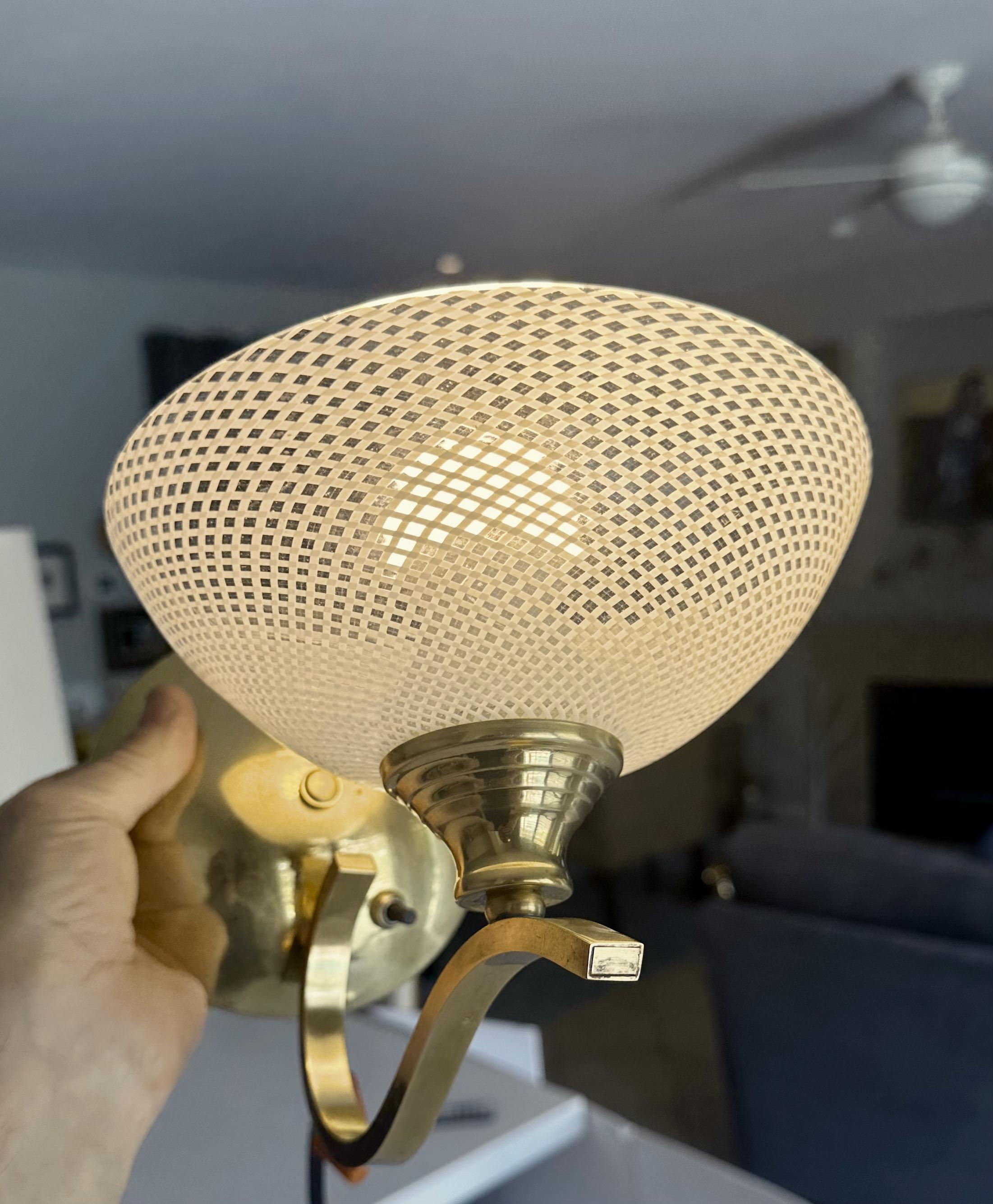 Coppia di lampade in vetro di Murano Deco Mezza Filigrana in vendita 7