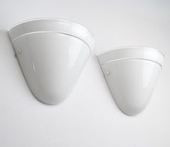 Pair Murano Due White Glass Wall Sconces, Italy, 1980s