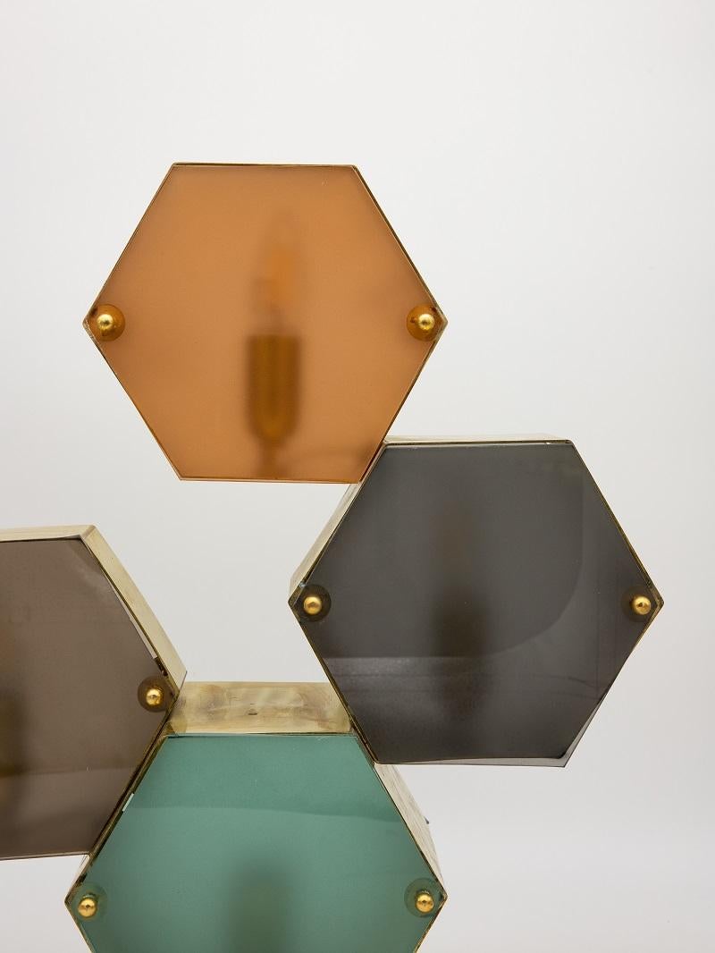 Pair Murano Geometric Multicolor Lamps For Sale 1