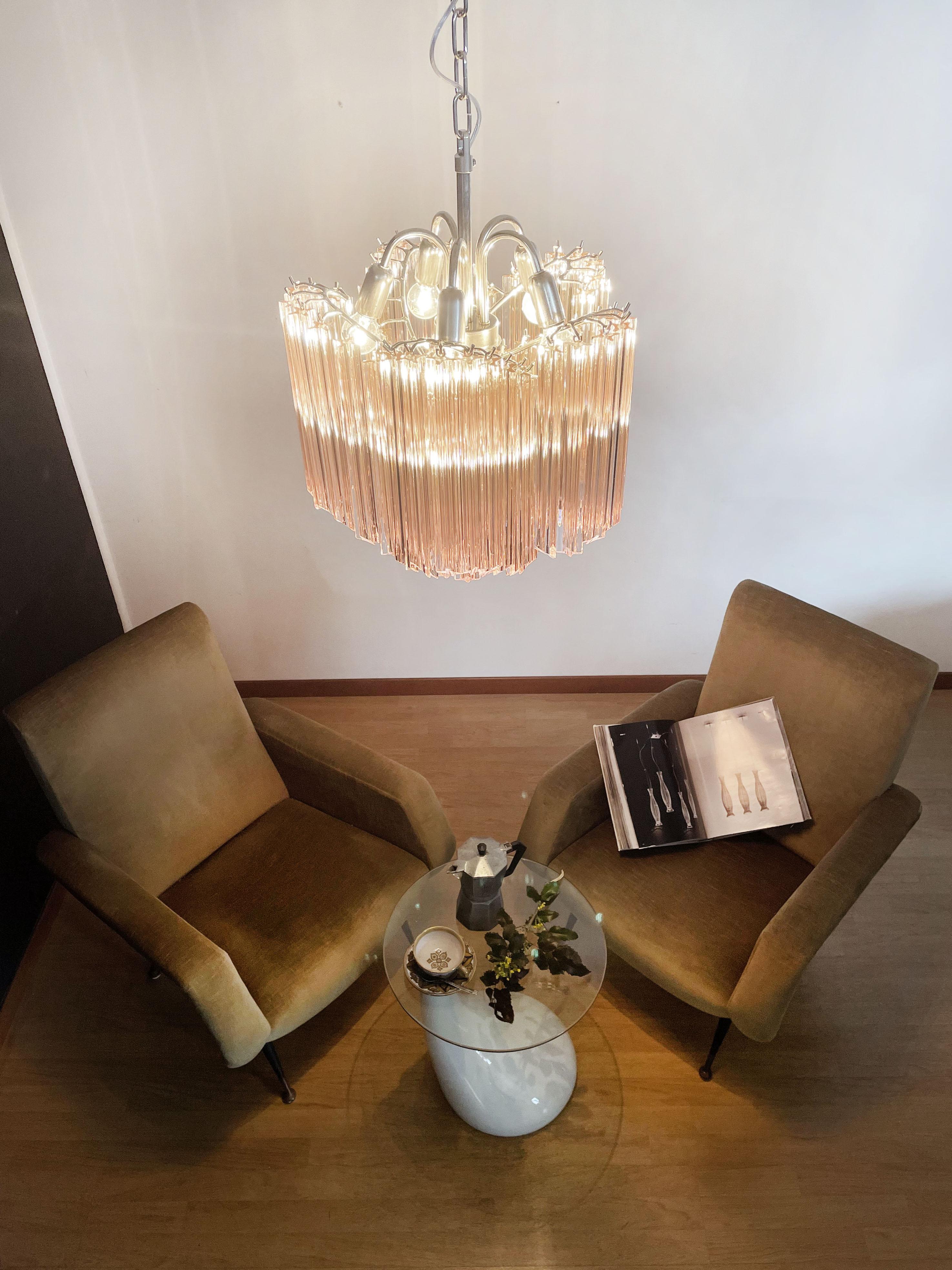 Italian Pair Murano Glass Chandeliers For Sale