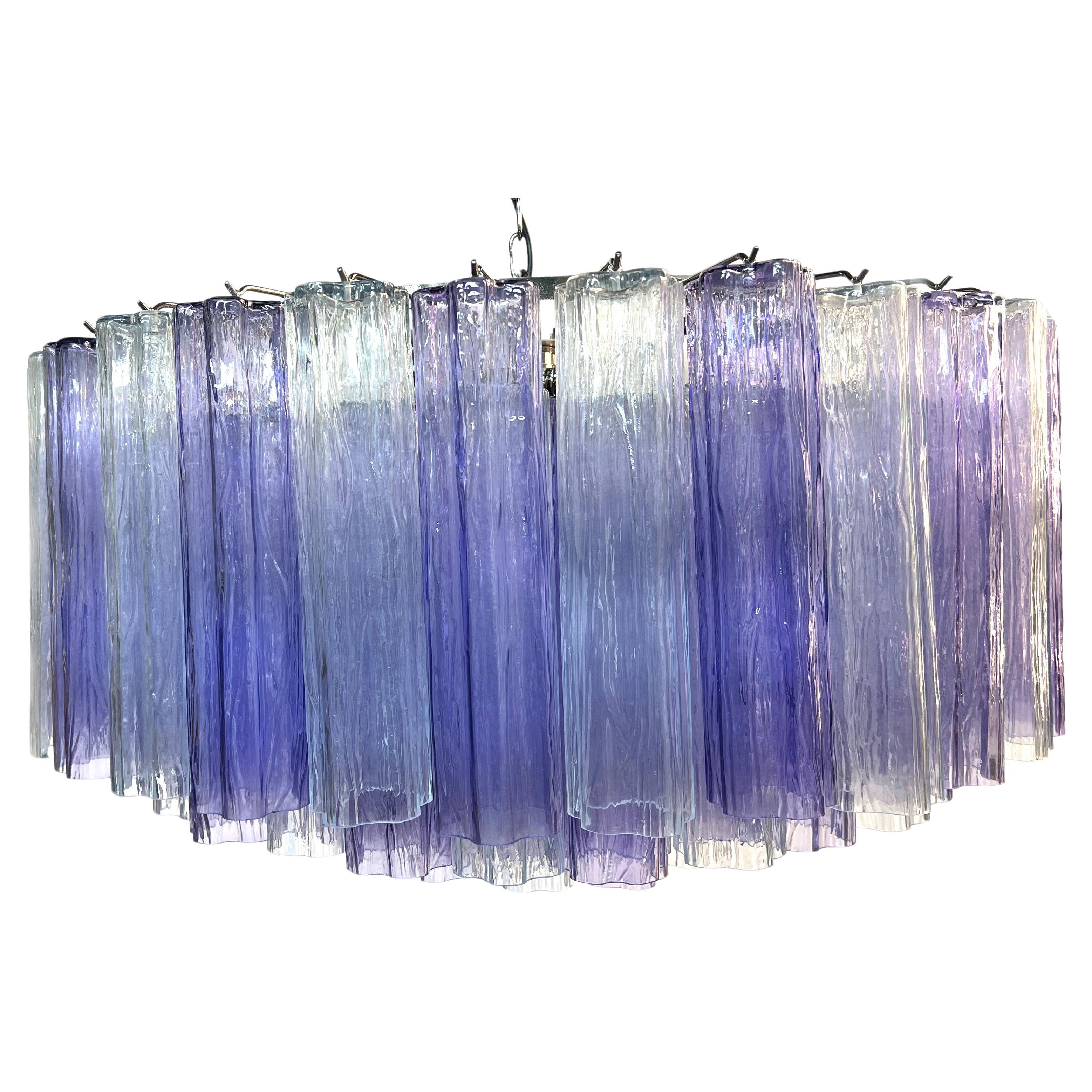 Pair Murano Glass Chandeliers, Tronchi Glasses by Valentina Planta (Moderne der Mitte des Jahrhunderts) im Angebot