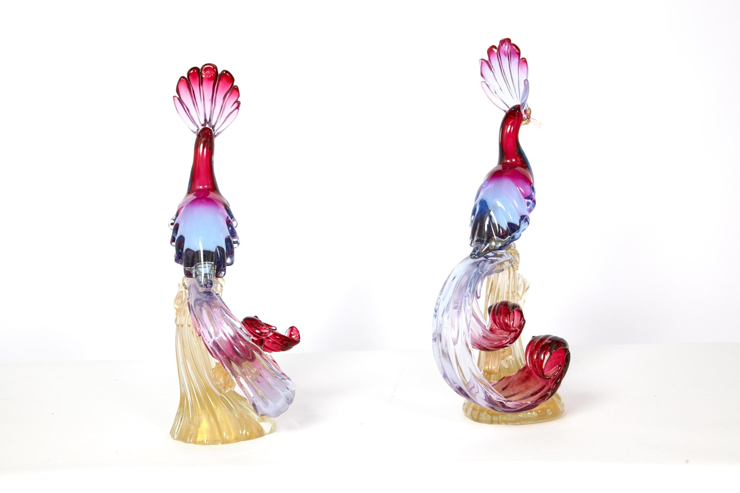 Pair of Murano Glass Large 'Birds of Paradise' 5