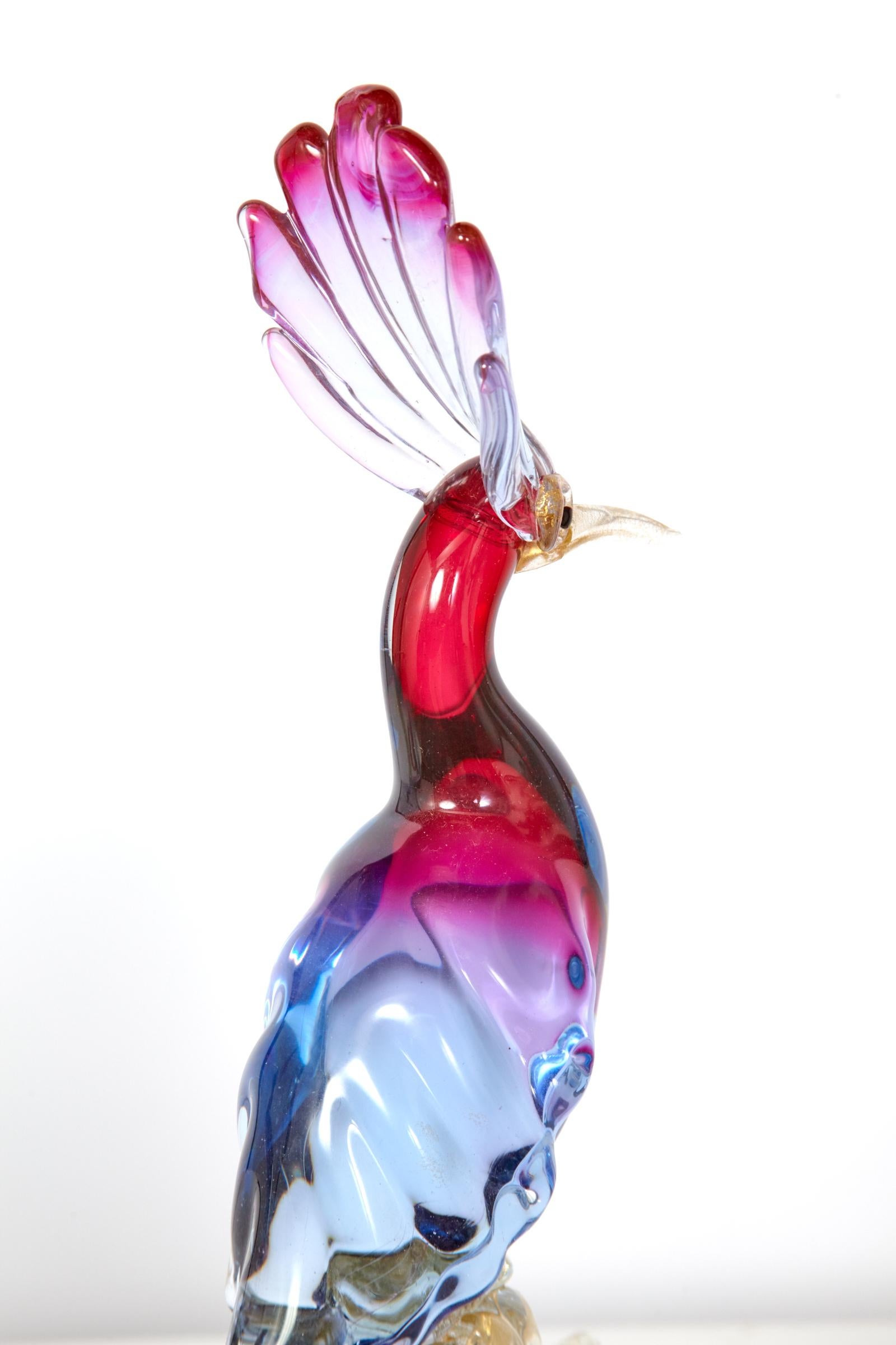Pair of Murano Glass Large 'Birds of Paradise' 8