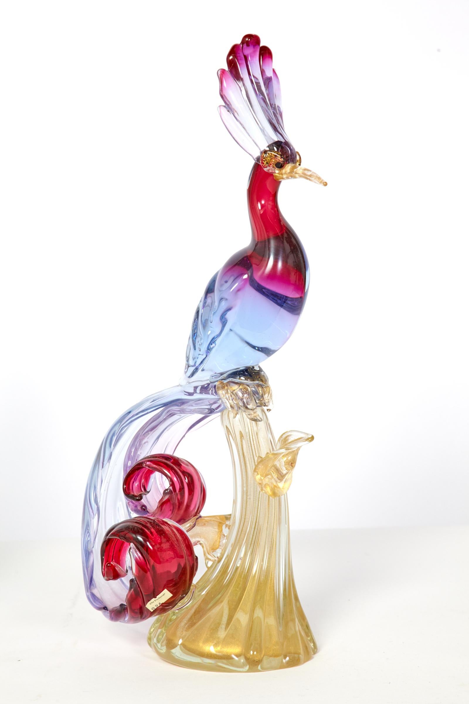 Italian Pair of Murano Glass Large 'Birds of Paradise'