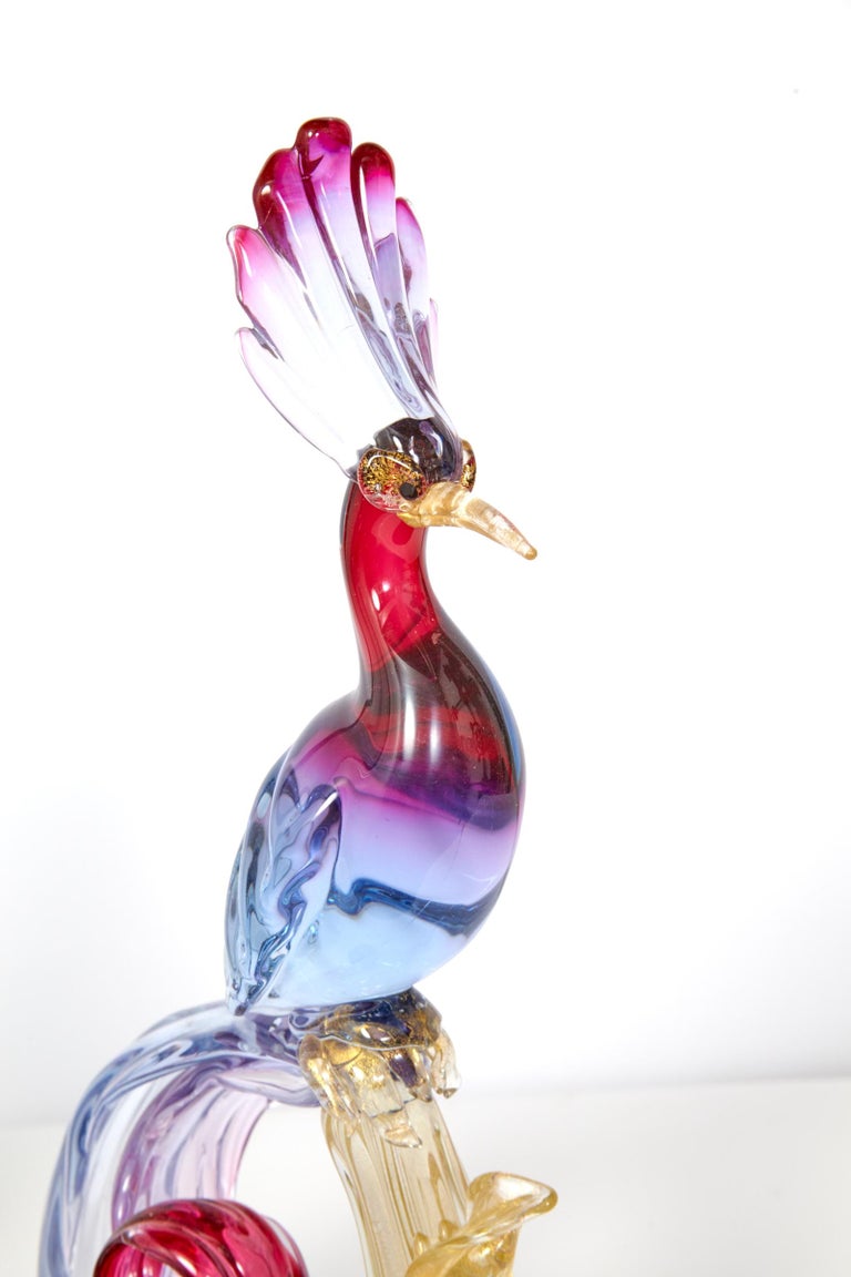 Pair of Murano Glass Large 'Birds of Paradise' at 1stDibs