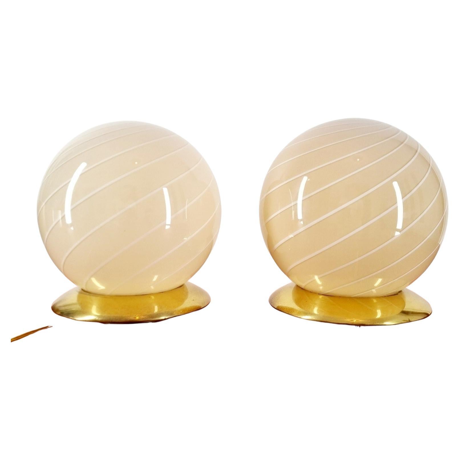 Pair Murano Glass Table Lamps, Italy, 1970s For Sale