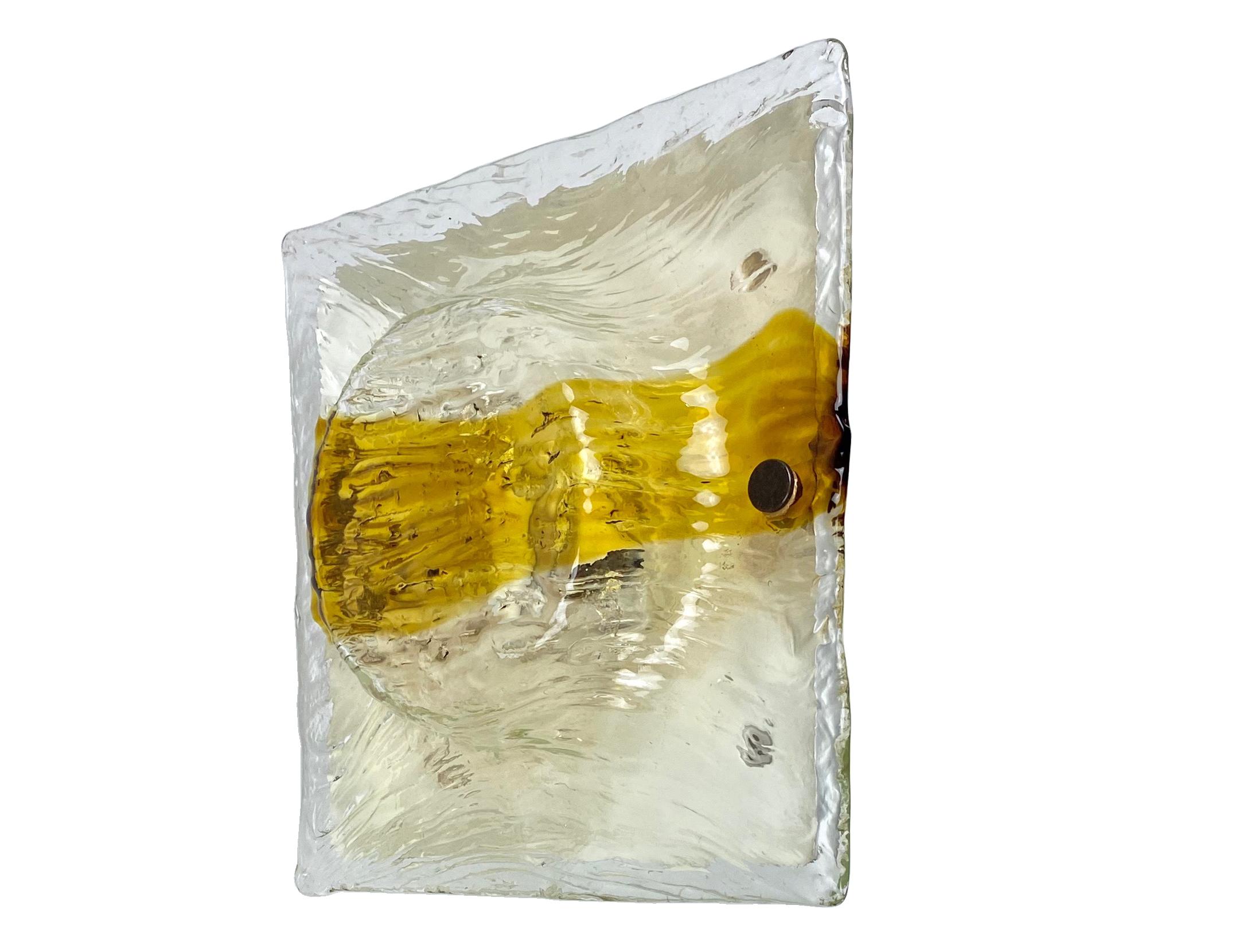 Mid-Century Modern Pair of Murano Glass Wall Lamp Sconces by Toni Zuccheri for Venini, Italy, 1970s