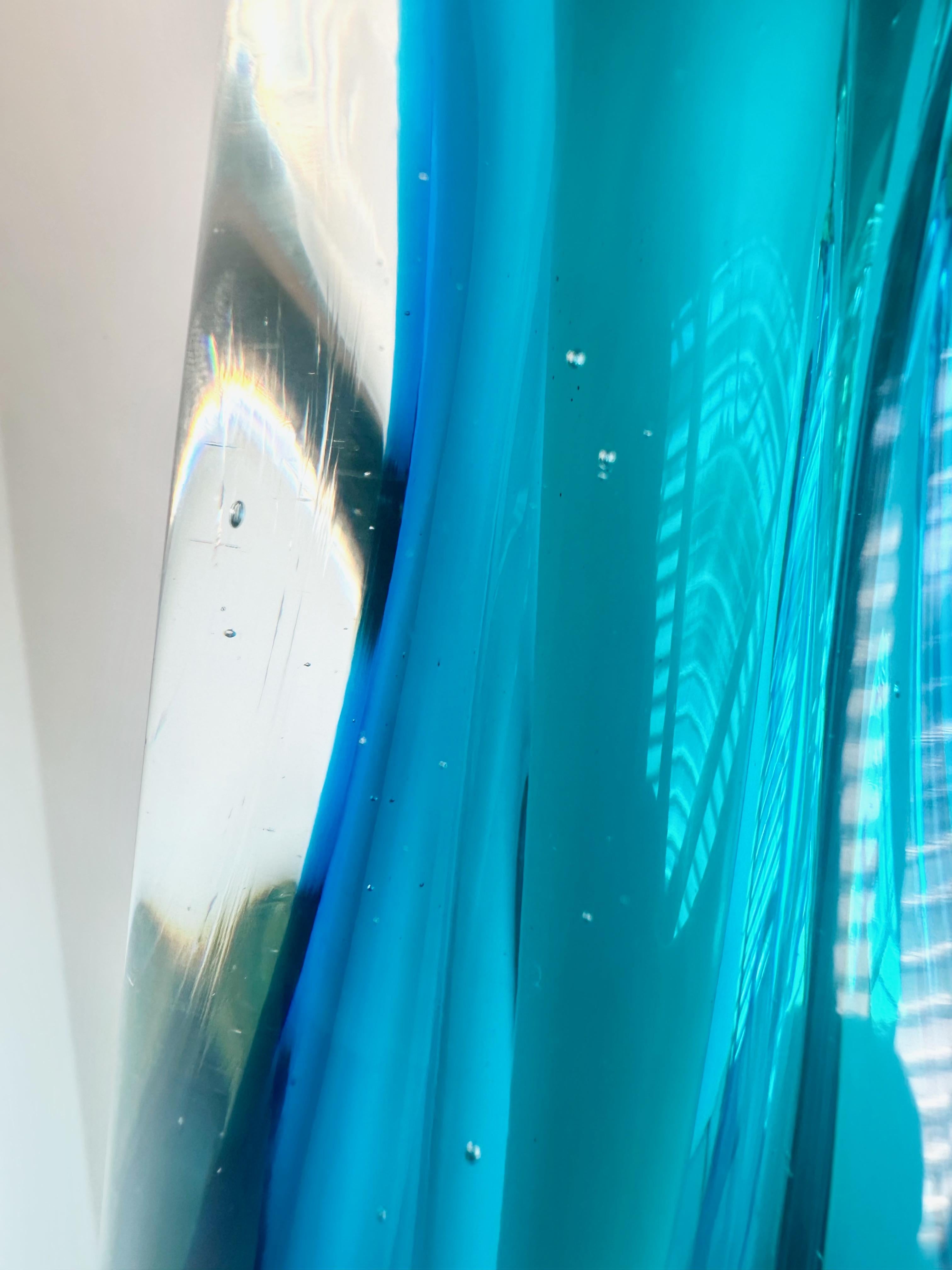 Pair Murano Italian Blue Table Lamps en venta 7
