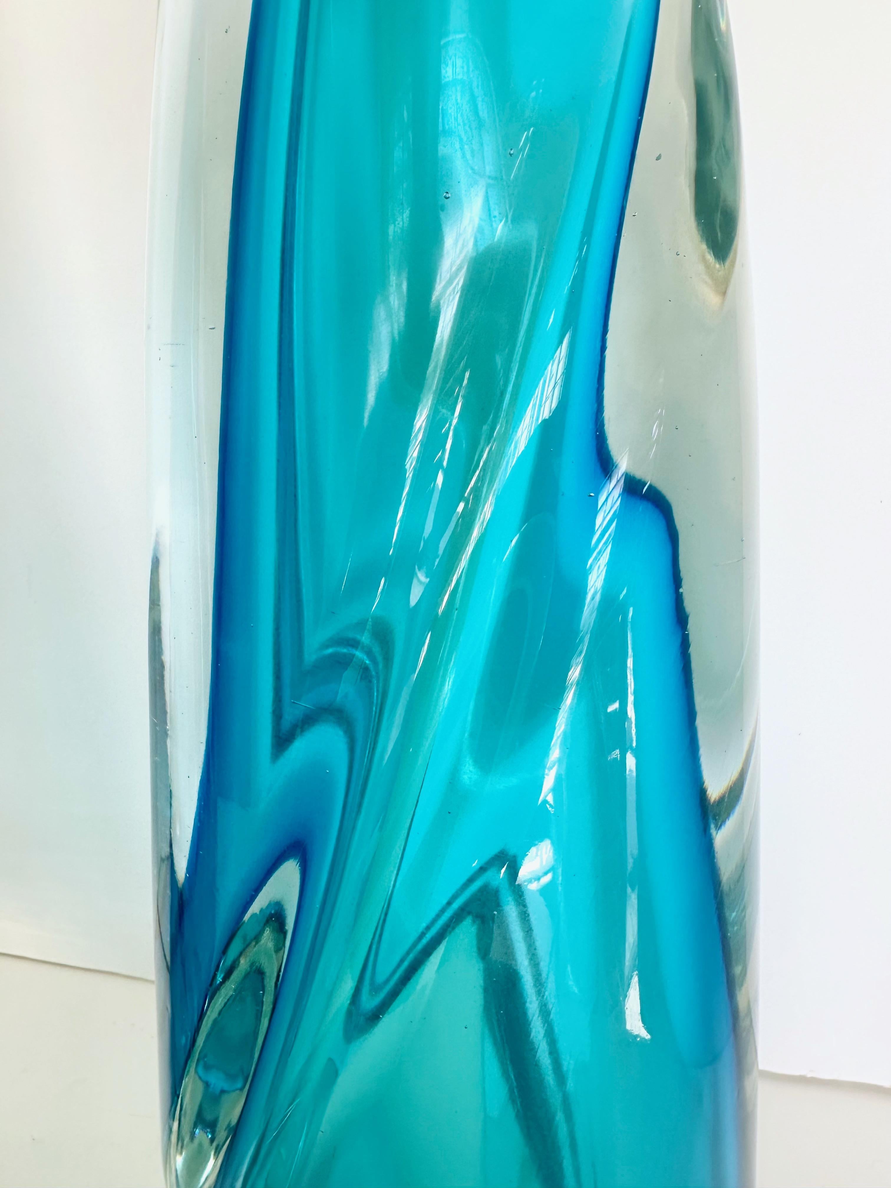 Pair Murano Italian Blue Table Lamps en venta 8