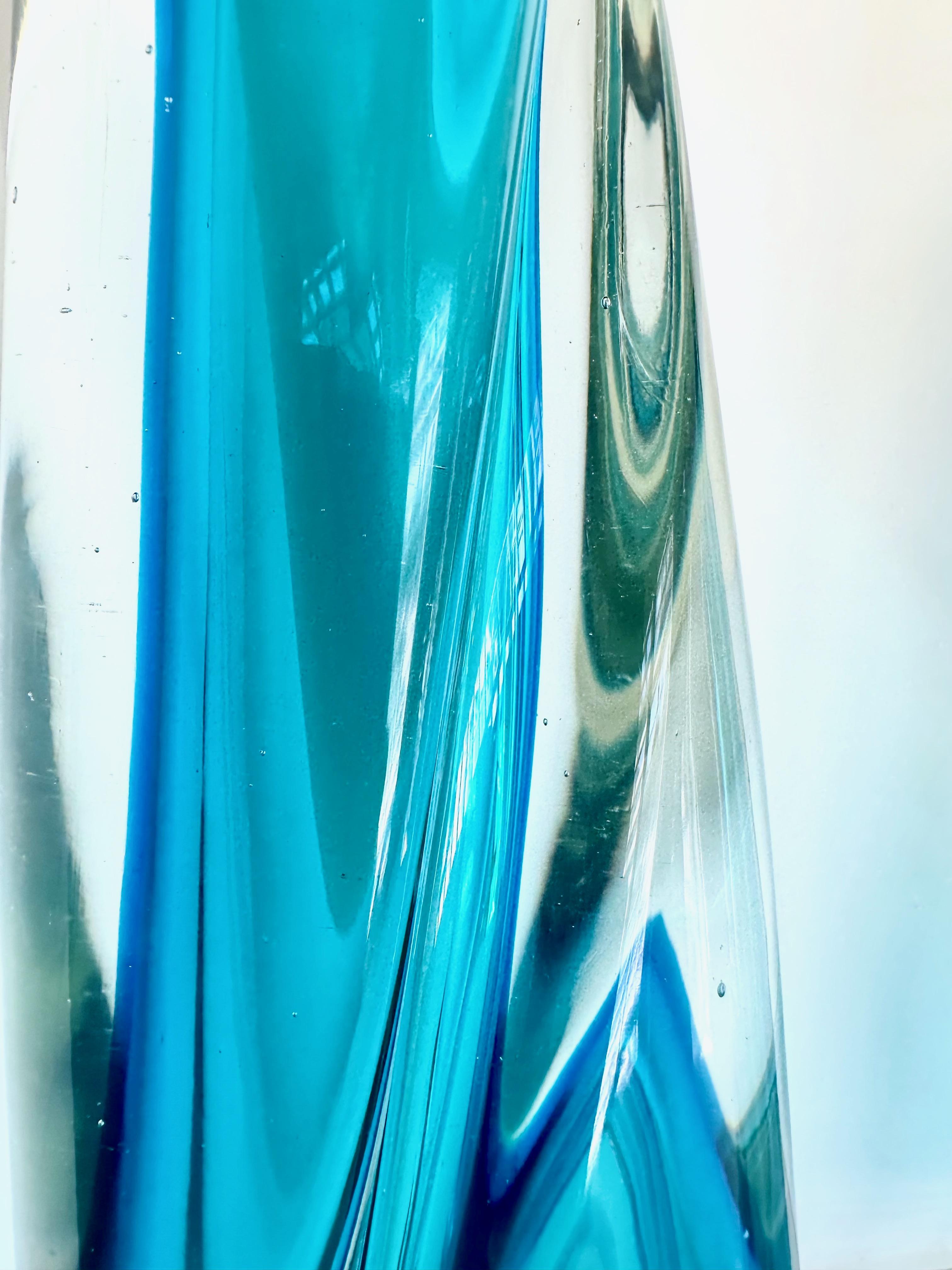 Pair Murano Italian Blue Table Lamps en venta 9
