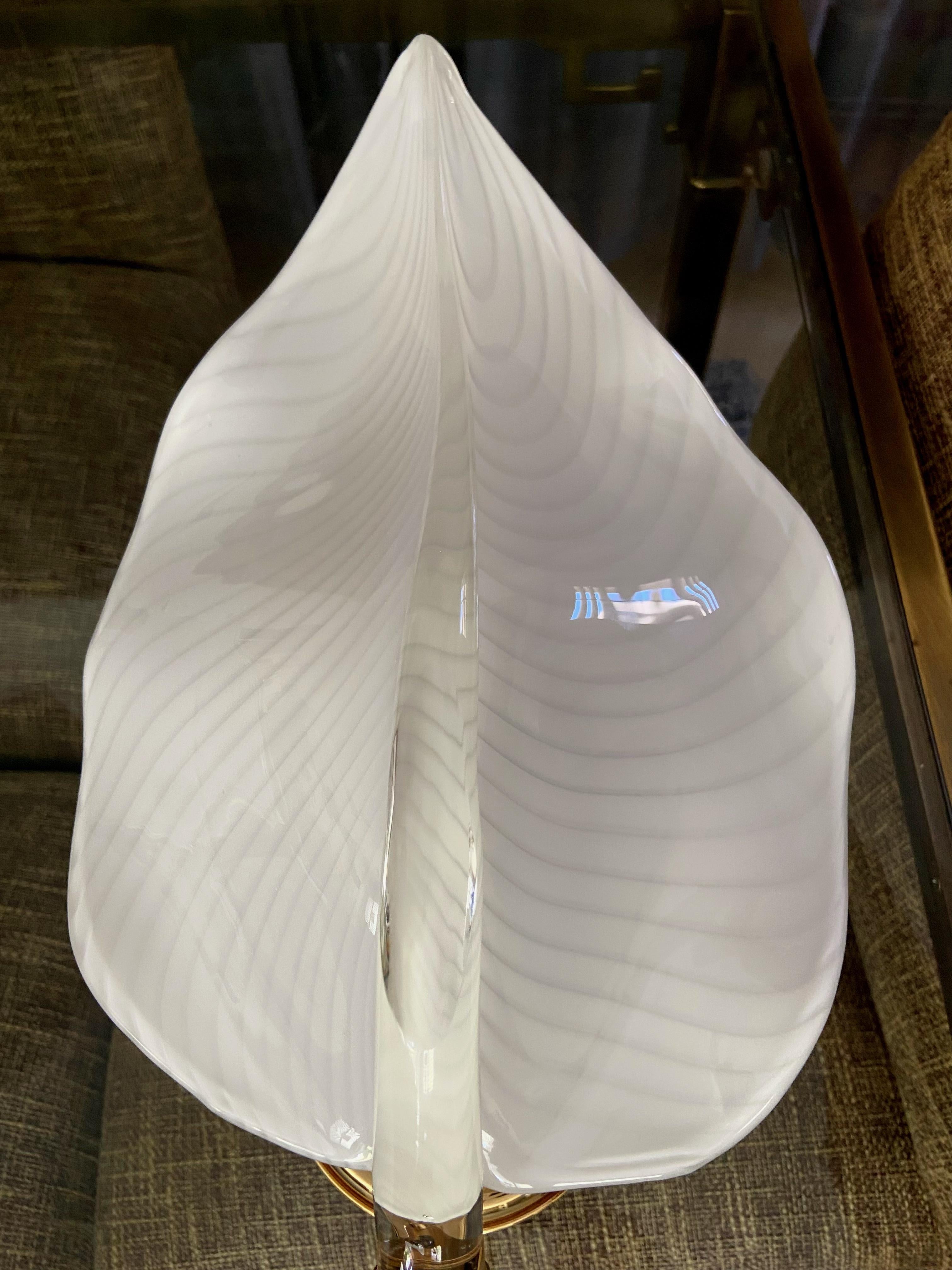 Pair Murano Italian Franco Luce Glass Leaf Wall Sconces 4