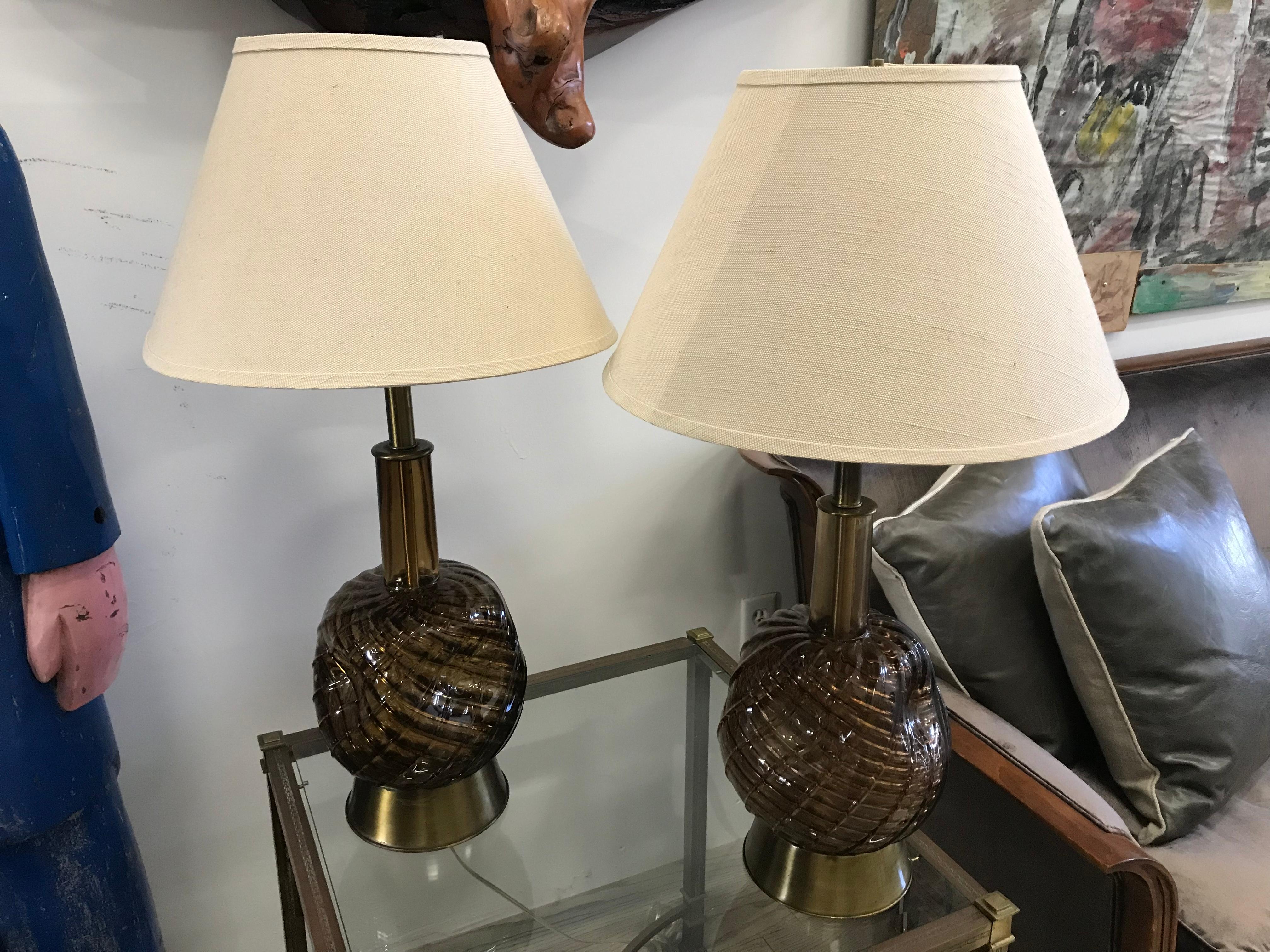 Late 20th Century Pair Murano Lamps