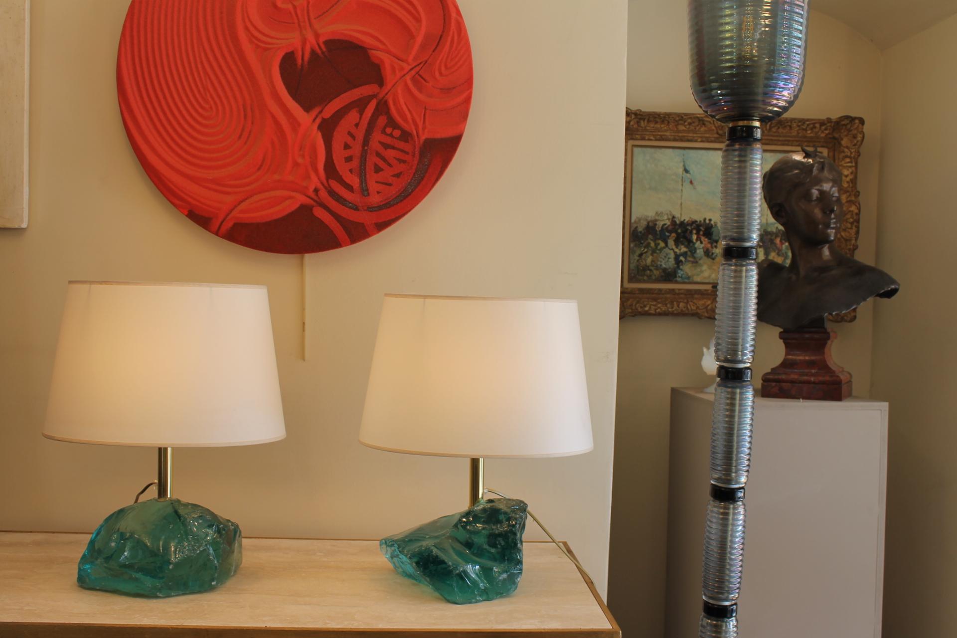 Paire de lampes de Murano, galets, modernistes en vente 6