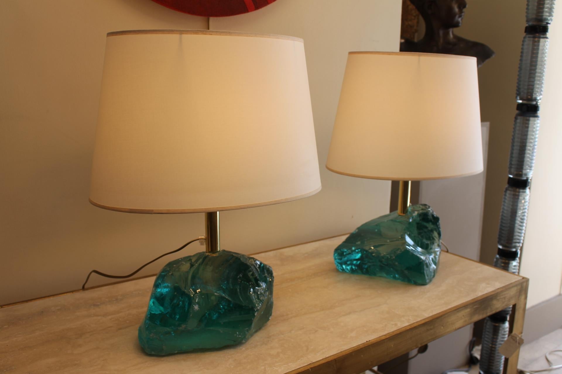 Pair Murano Lamps, Pebbles, Modernist For Sale 10