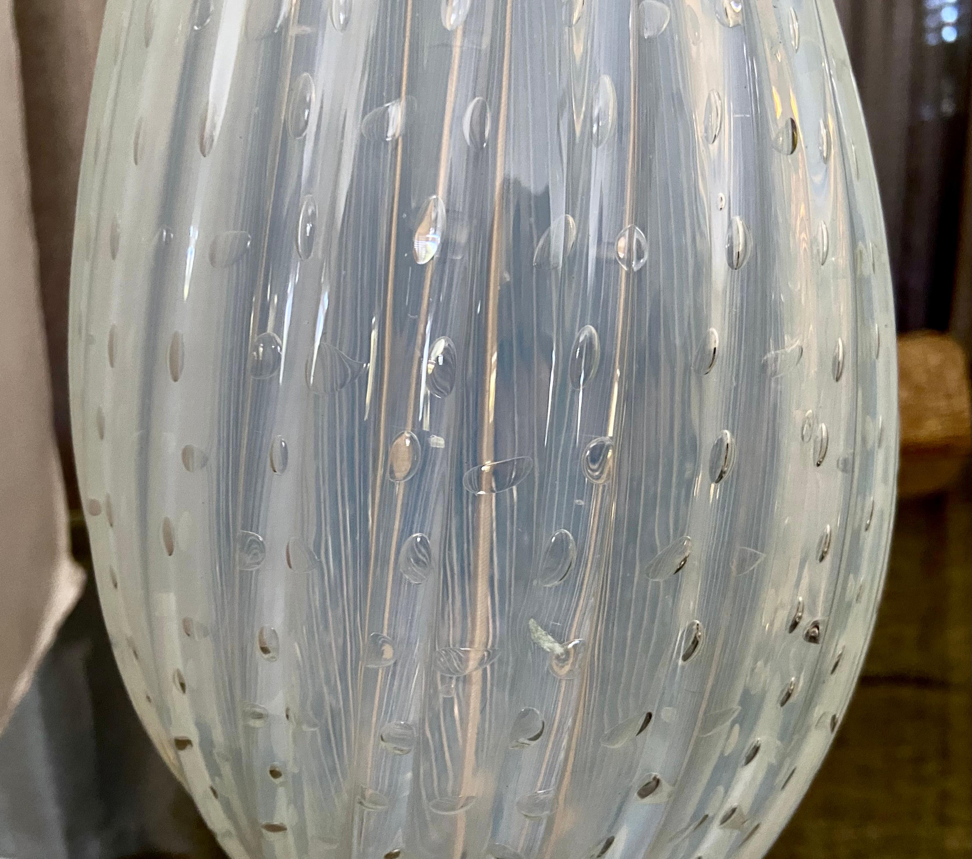 Pair Murano Opalescent Controlled Bubble Table Lamps 6