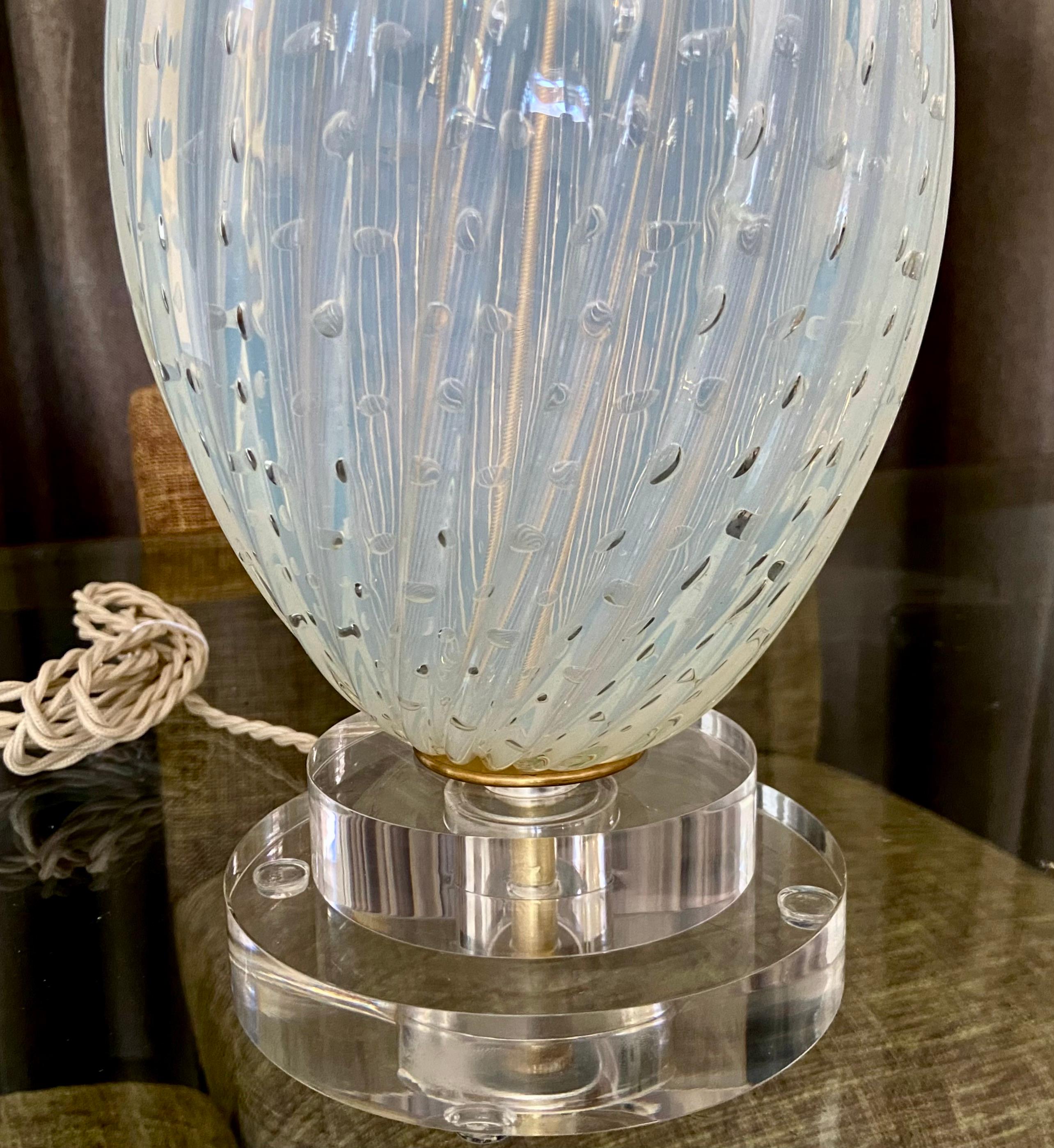 Pair Murano Opalescent Controlled Bubble Table Lamps 7