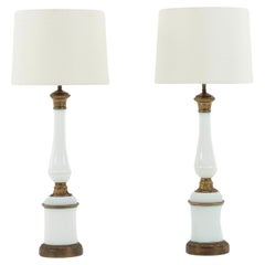 Pair Murano Opaline Glass Table Lamps