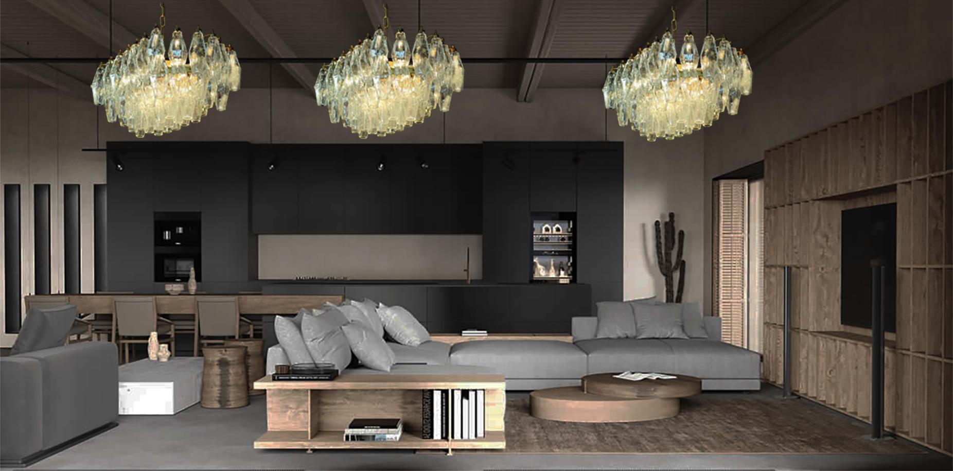 Coppia di lampadari Poliedri di Murano in vendita 2