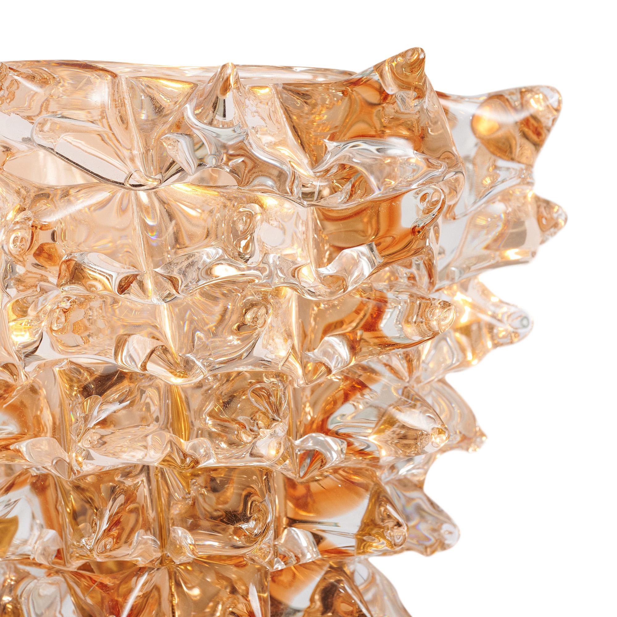 Paire d'appliques à l'ambre en verre Rostrate de Murano Neuf - En vente à Austin, TX