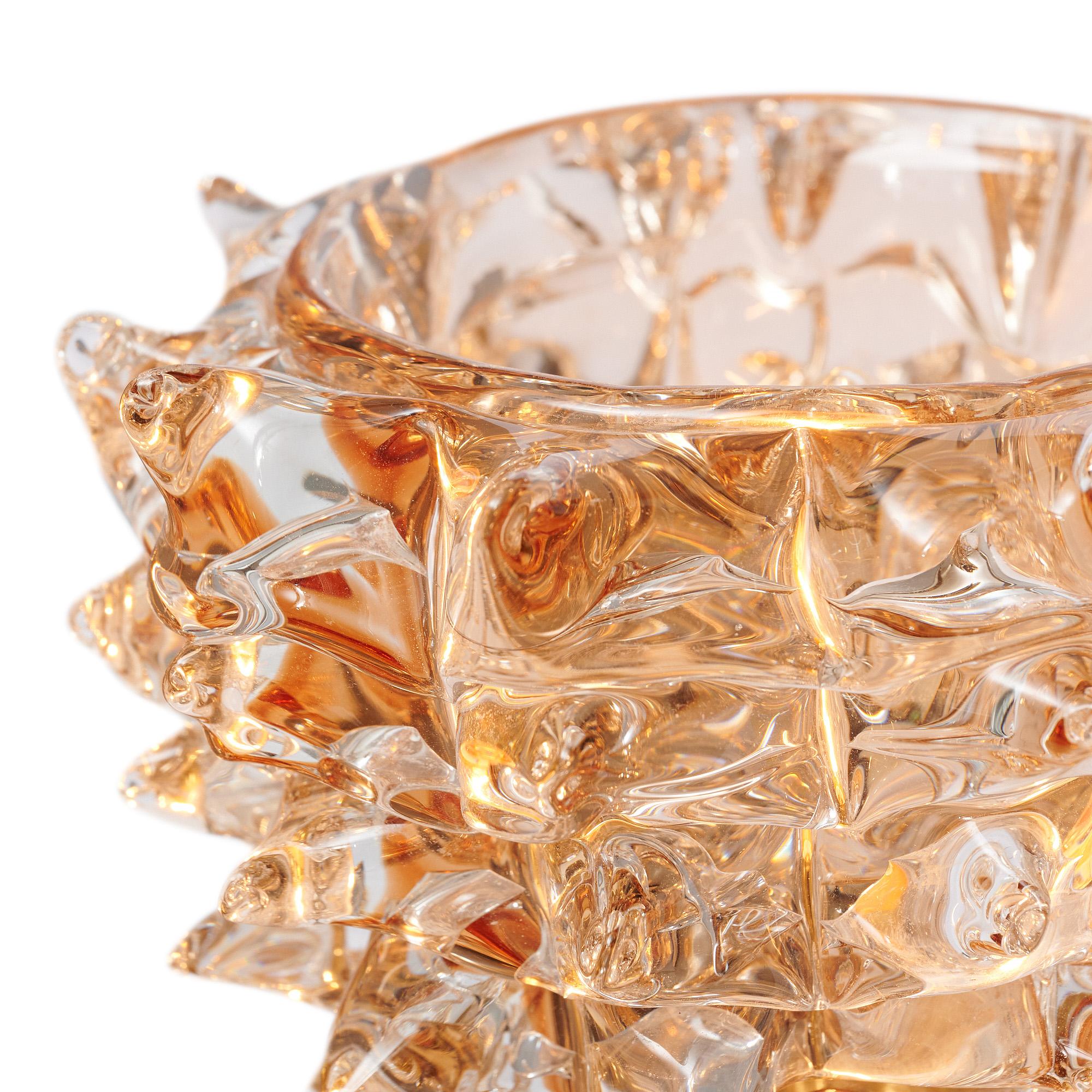 Paire d'appliques à l'ambre en verre Rostrate de Murano en vente 2