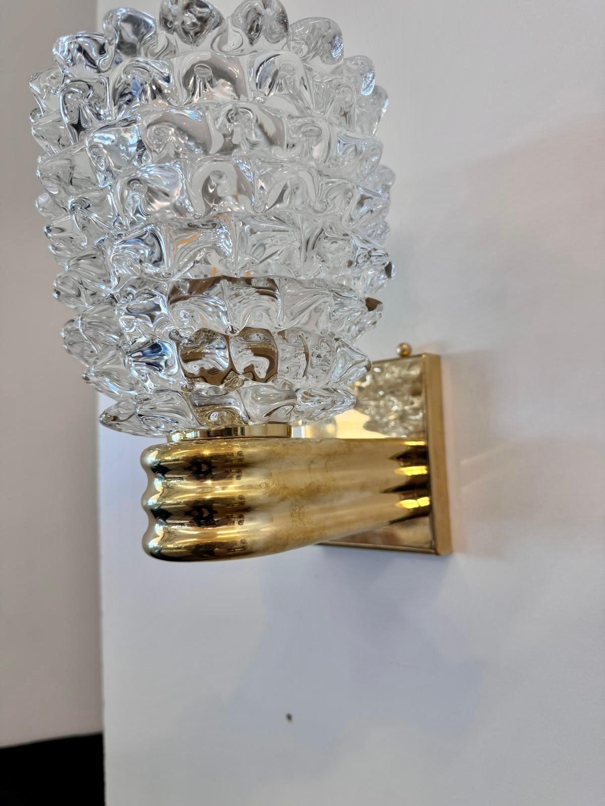COPPIA di lampade di Murano in vetro rostrato In condizioni ottime in vendita a Jersey City, NJ