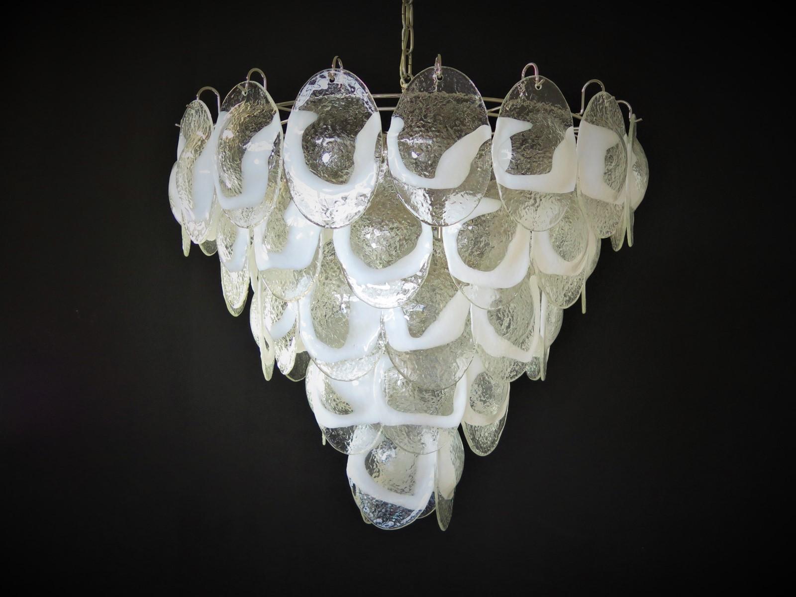 Pair of Murano Shell Chandeliers by Mazzega For Sale 2