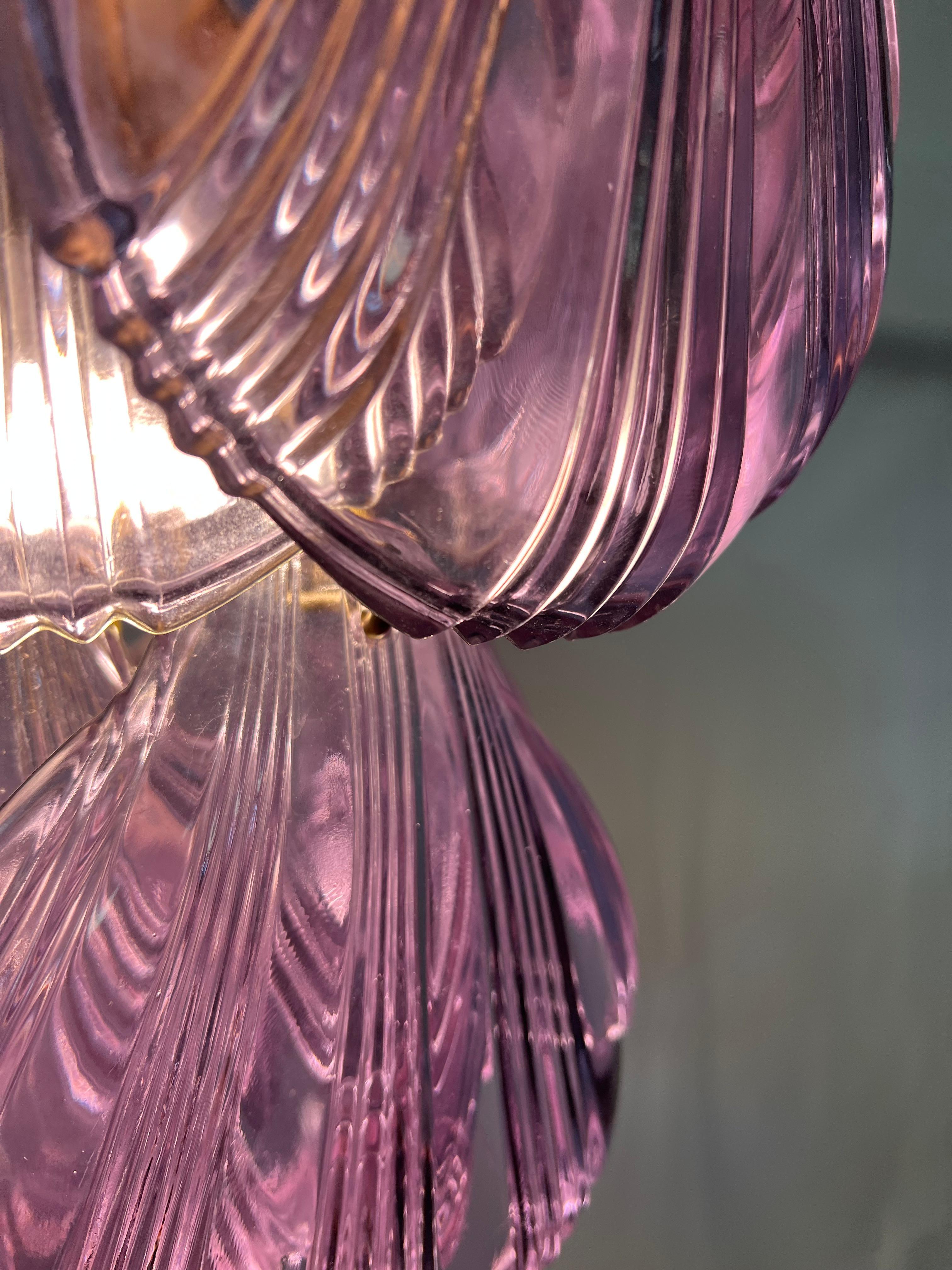 Coppia di lampadari da soffitto in vetro di Murano a forma di conchiglia in vendita 3