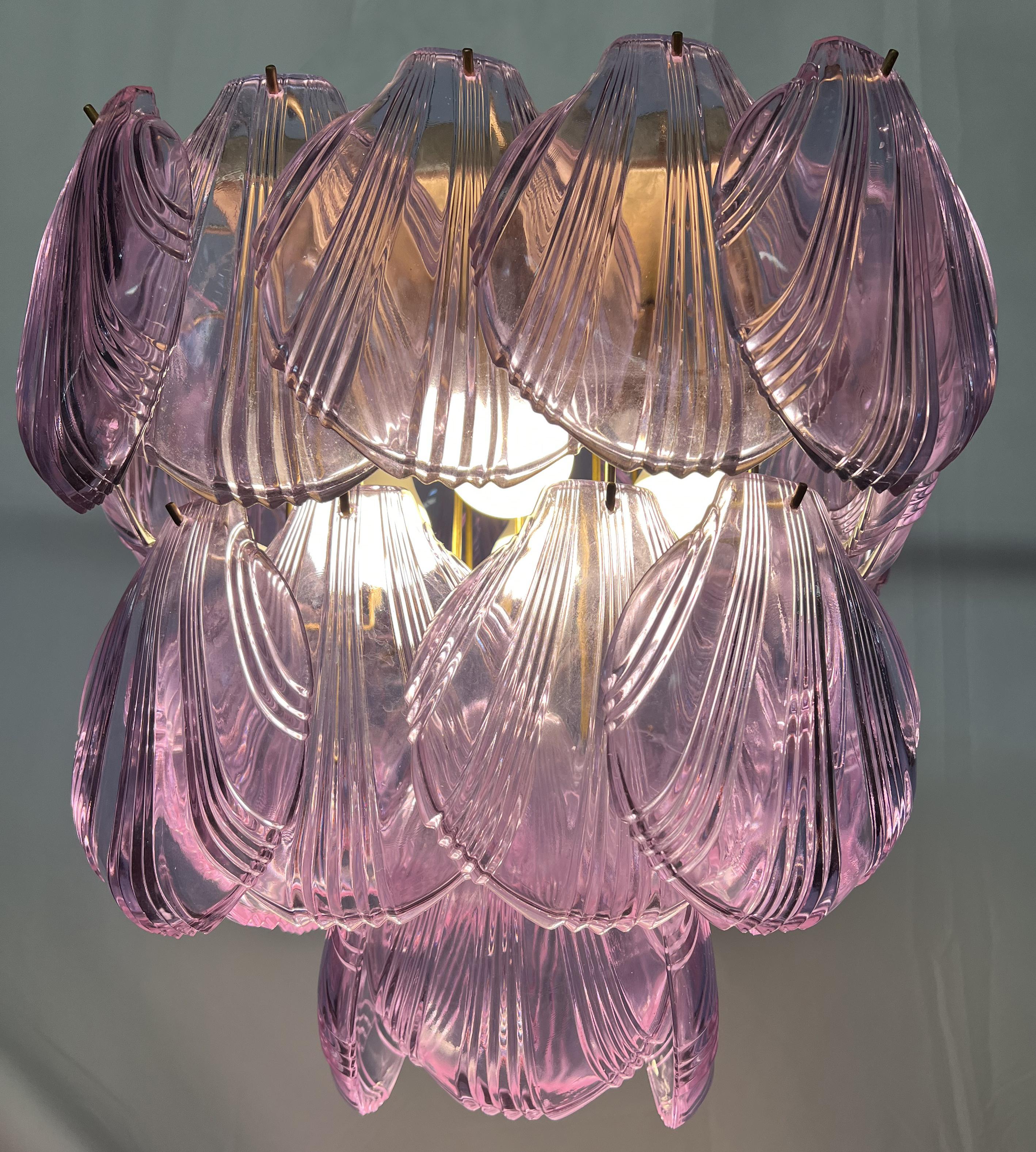 Coppia di lampadari da soffitto in vetro di Murano a forma di conchiglia in vendita 5