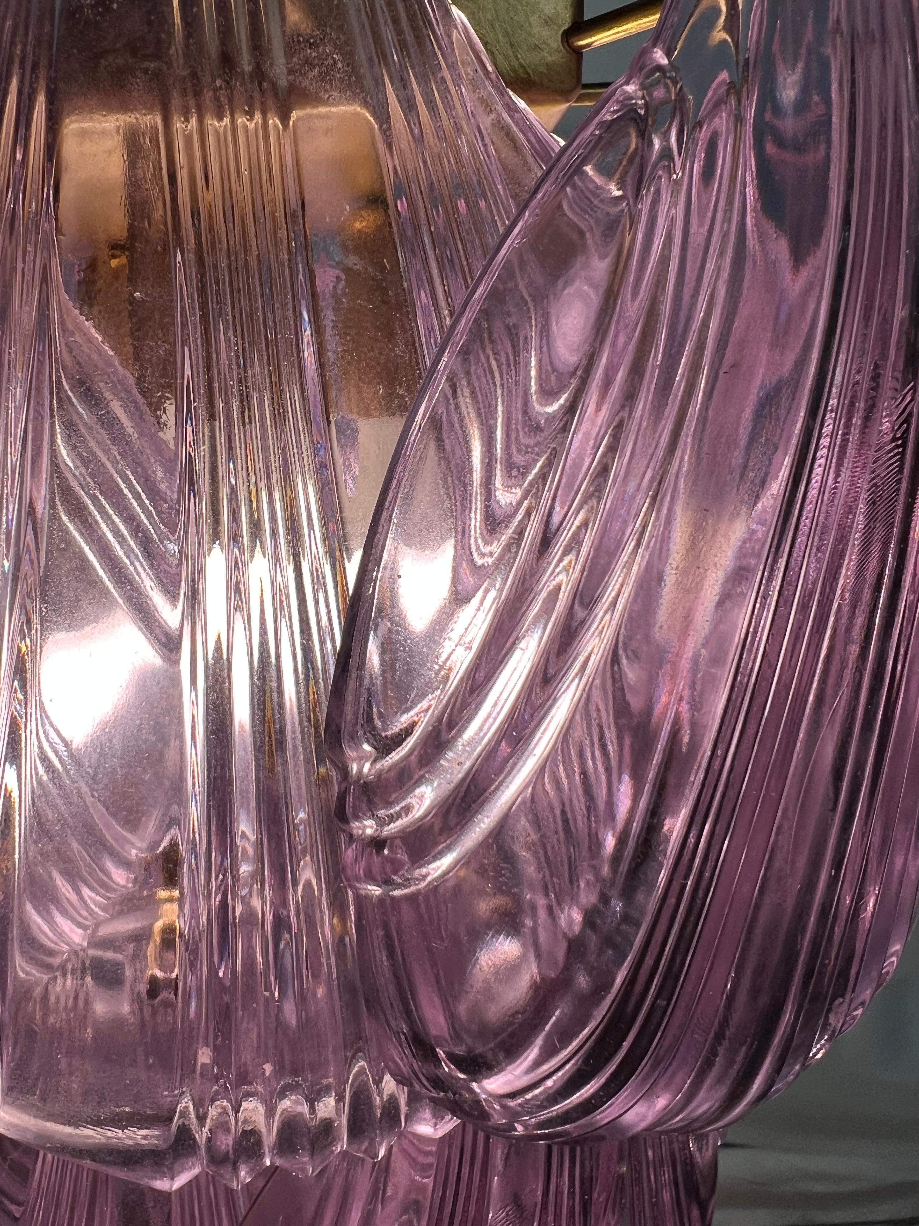 Fine XX secolo Coppia di lampadari da soffitto in vetro di Murano a forma di conchiglia in vendita