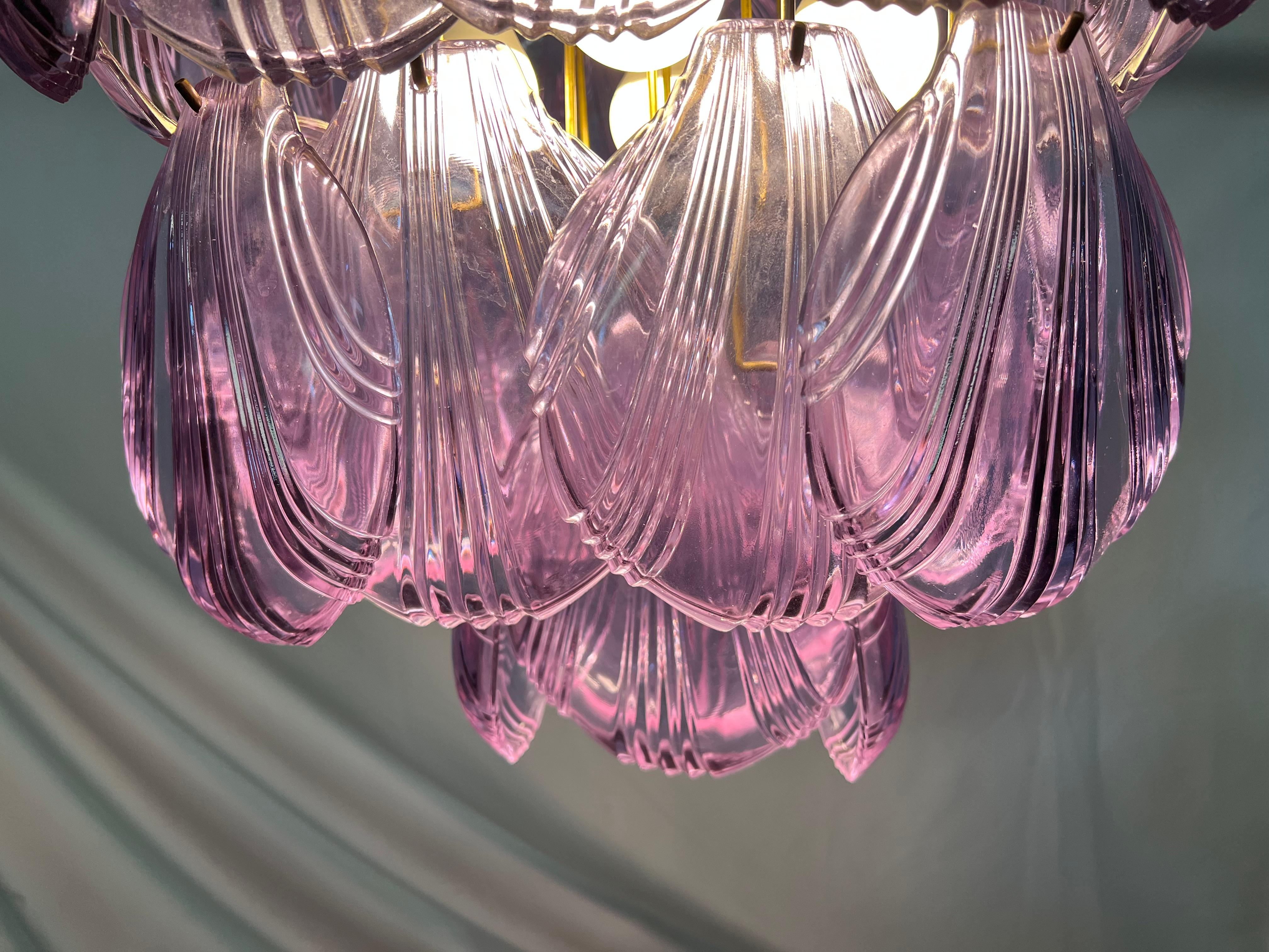 Vetro artistico Coppia di lampadari da soffitto in vetro di Murano a forma di conchiglia in vendita