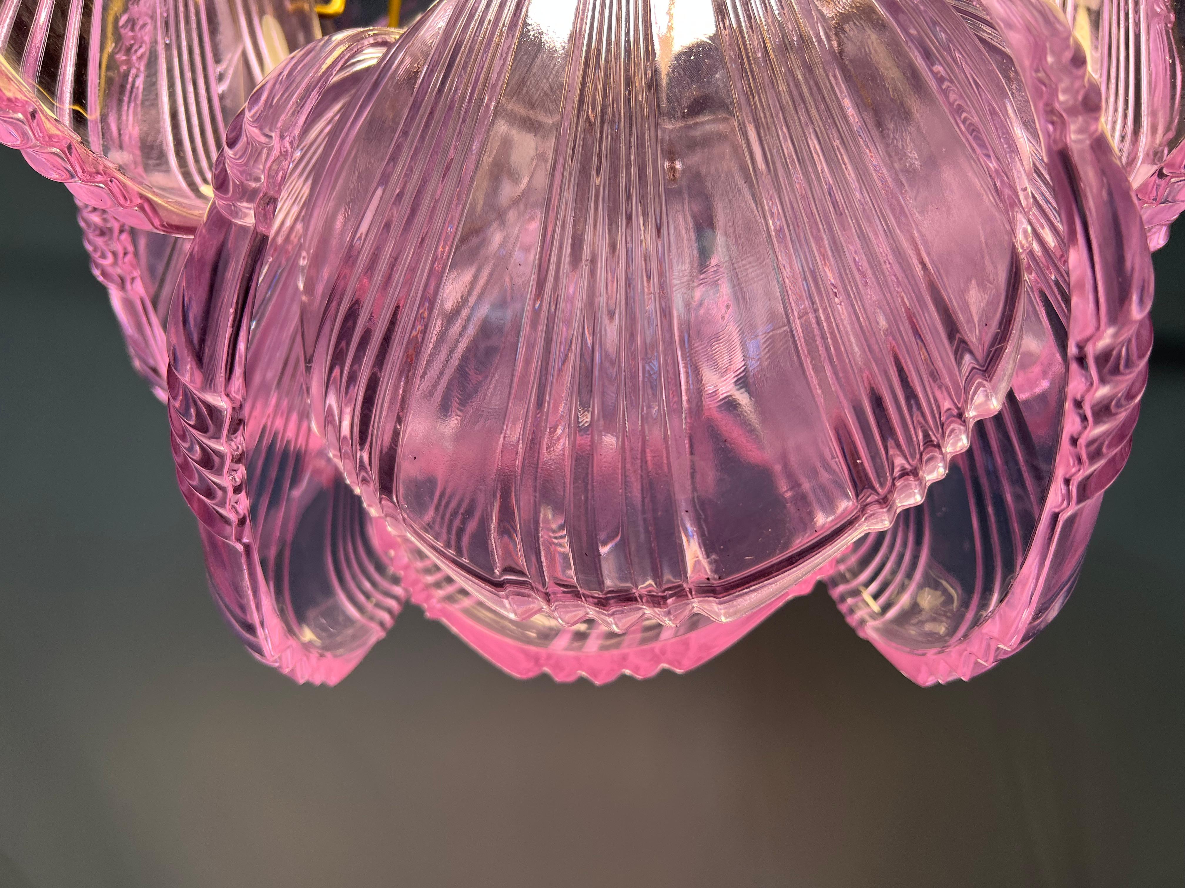 Coppia di lampadari da soffitto in vetro di Murano a forma di conchiglia in vendita 2