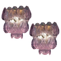 Pair Murano Shell Glass Ceiling light Chandeliers