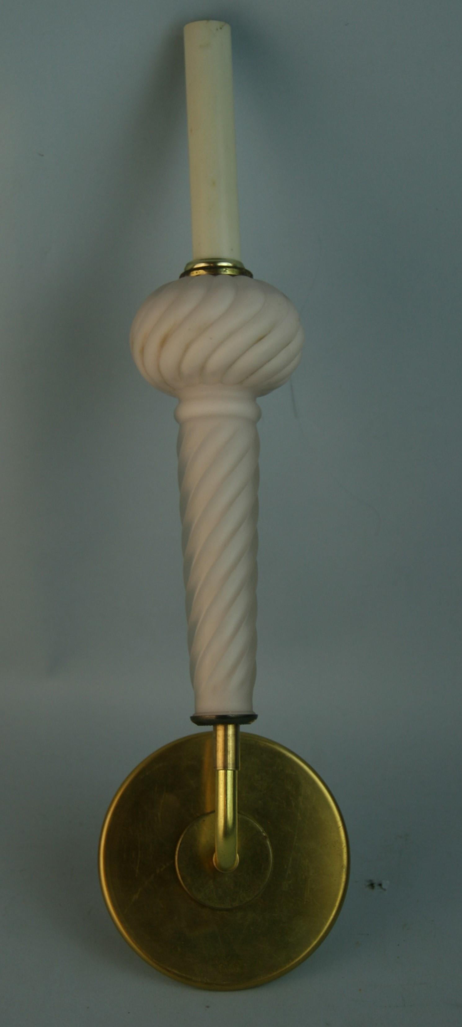 Mid-20th Century Pair Murano Spiral Glass Wall Sconces For Sale