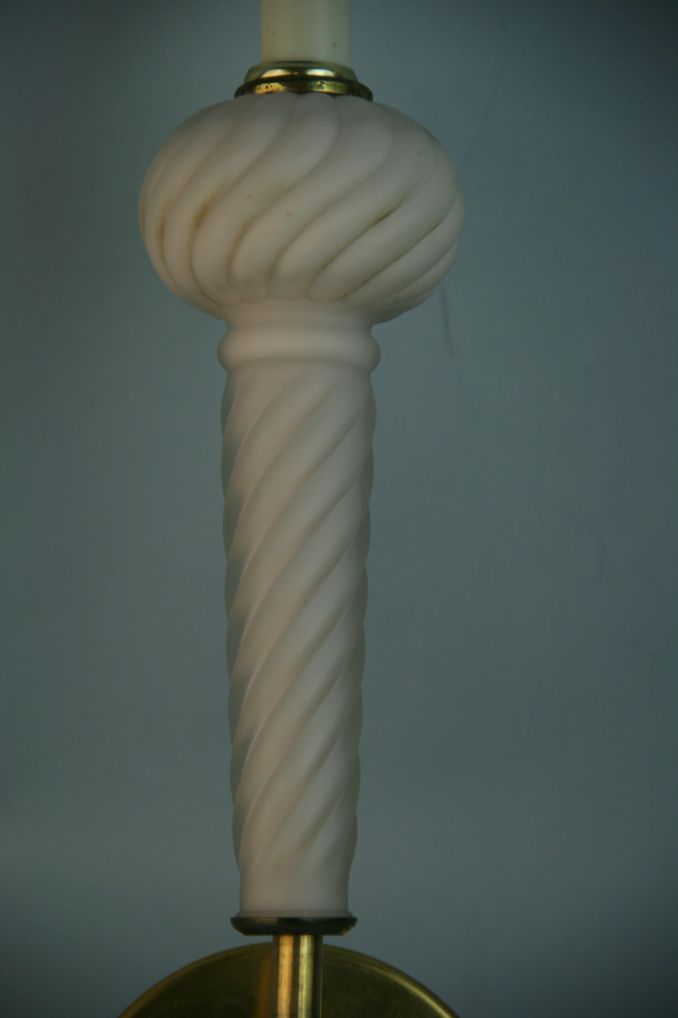 Brass Pair Murano Spiral Glass Wall Sconces For Sale