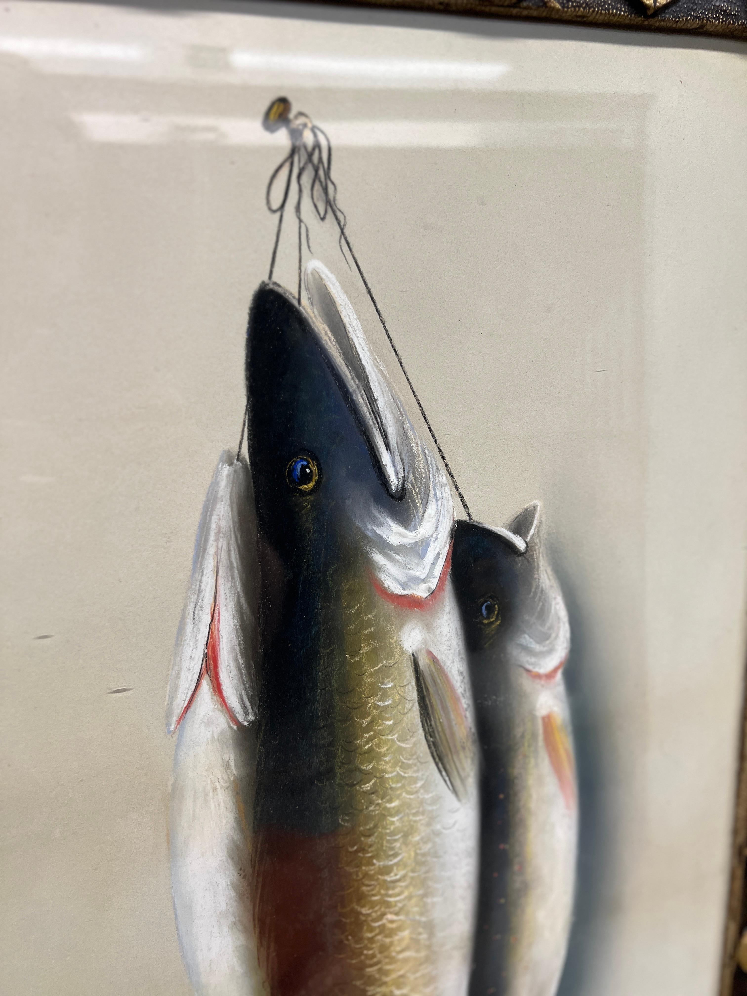 Paar, gerahmte Trompe l'Oeil-Pastellzeichnungen in Museumsqualität aus dem 19. im Angebot 3
