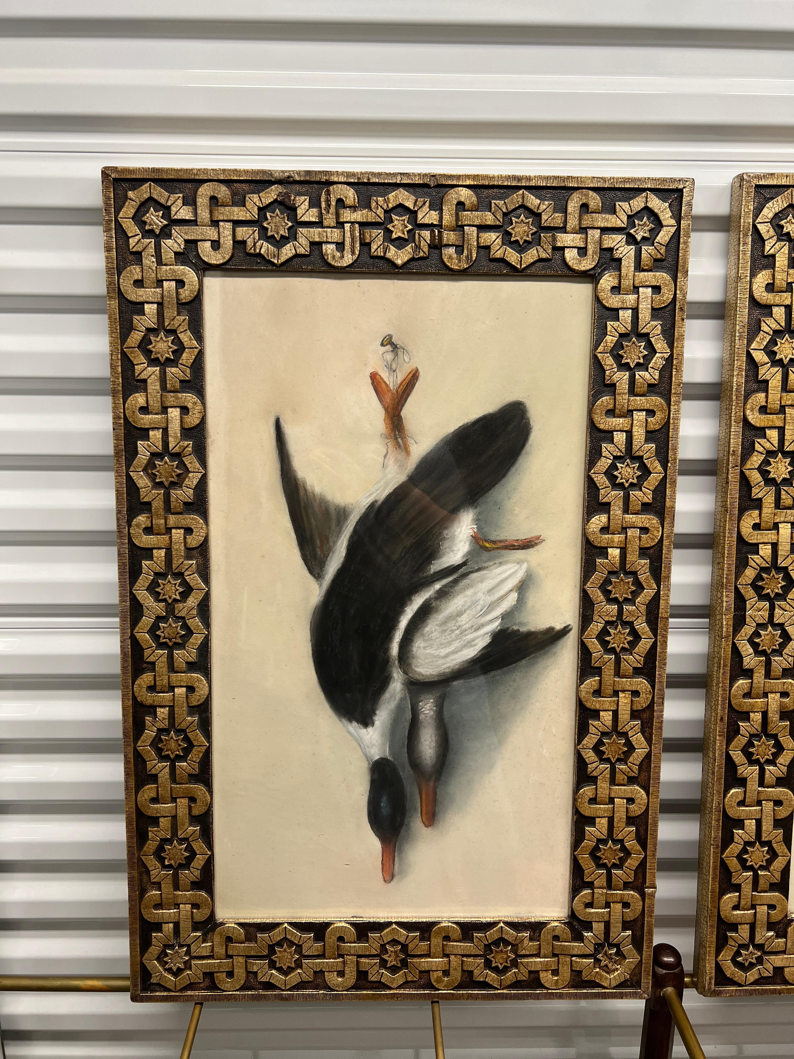 Paar, gerahmte Trompe l'Oeil-Pastellzeichnungen in Museumsqualität aus dem 19. im Zustand „Gut“ im Angebot in Atlanta, GA