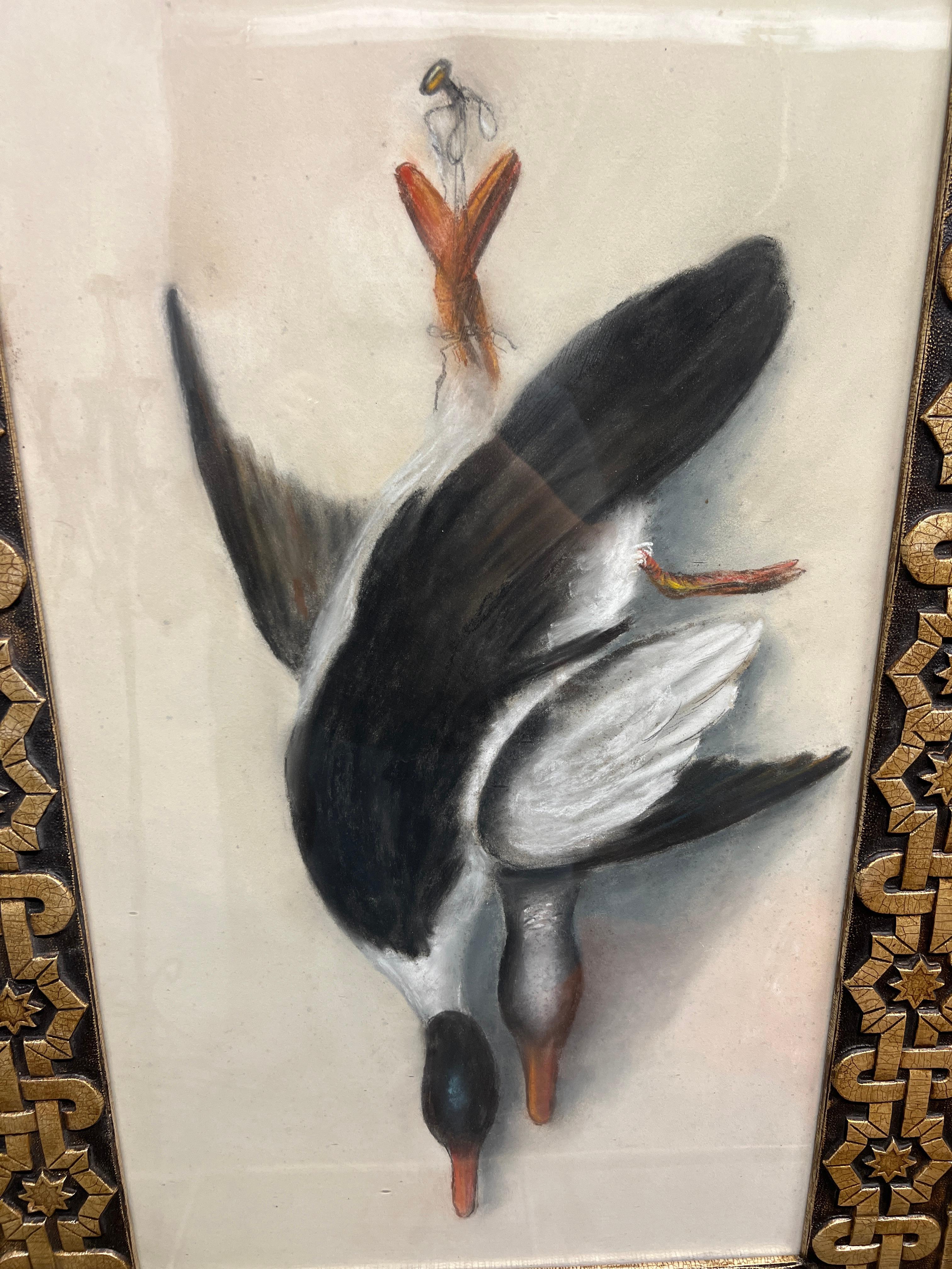 Paar, gerahmte Trompe l'Oeil-Pastellzeichnungen in Museumsqualität aus dem 19. im Angebot 1