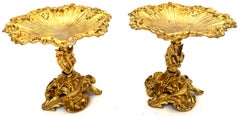 Coppia di vaschette per lucertole naturalistiche in ormolu di Napoleone III