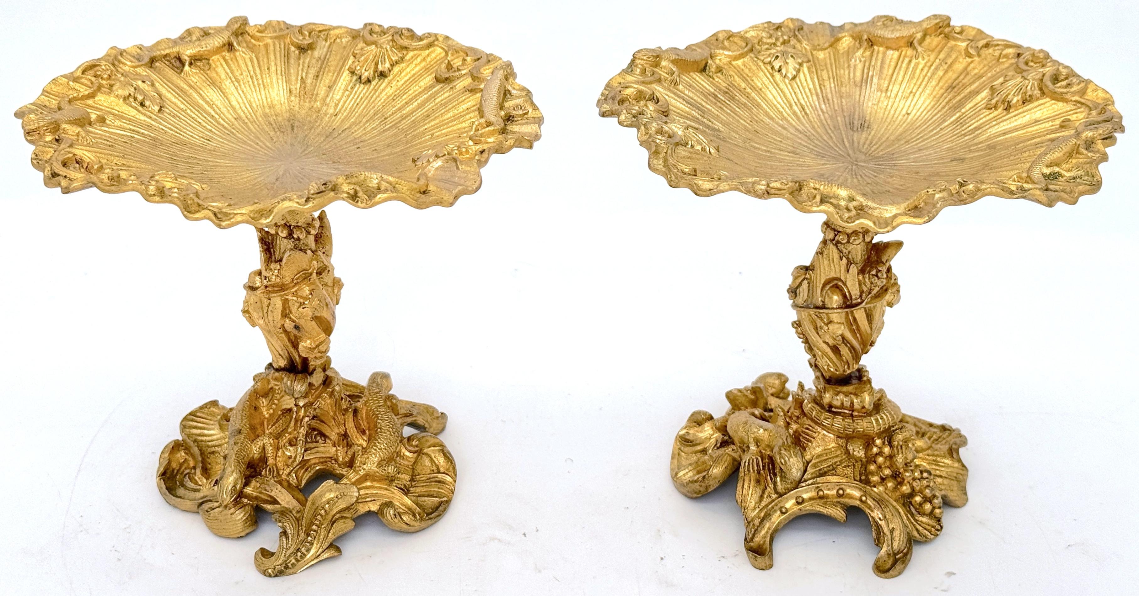 Coppia di vaschette per lucertole naturalistiche in ormolu di Napoleone III In condizioni buone in vendita a West Palm Beach, FL