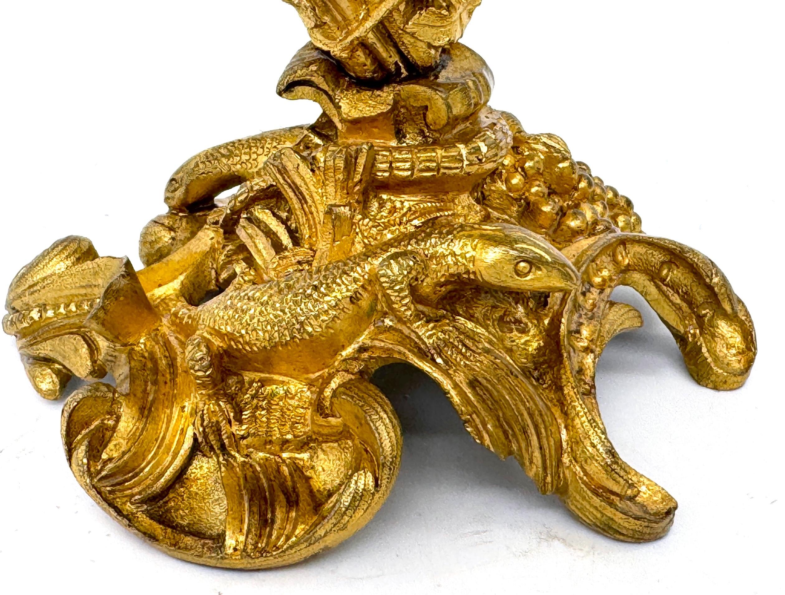 Similoro Coppia di vaschette per lucertole naturalistiche in ormolu di Napoleone III in vendita