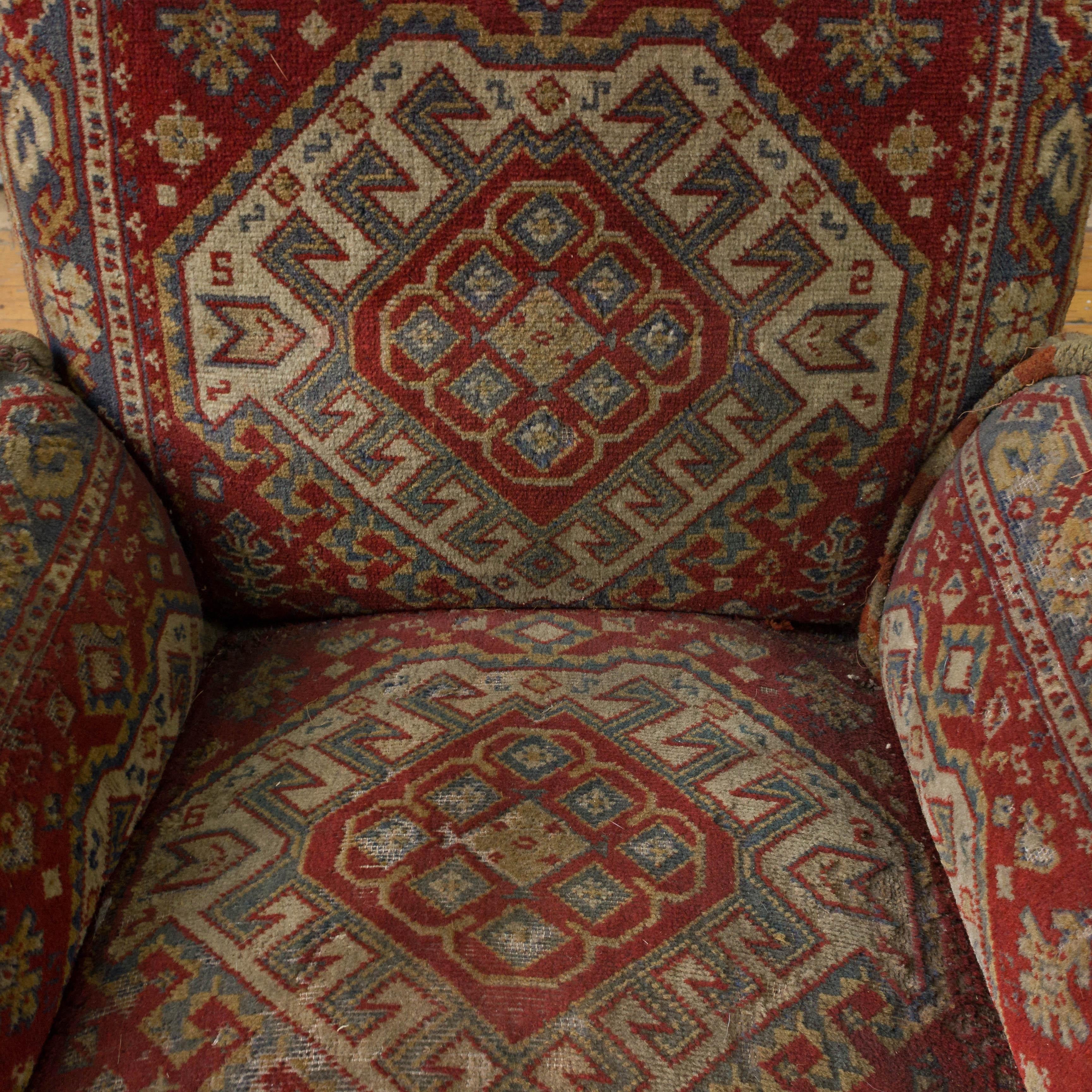 Pair of French 19th century armchairs with original tapestry fabric and fringe.
 
 