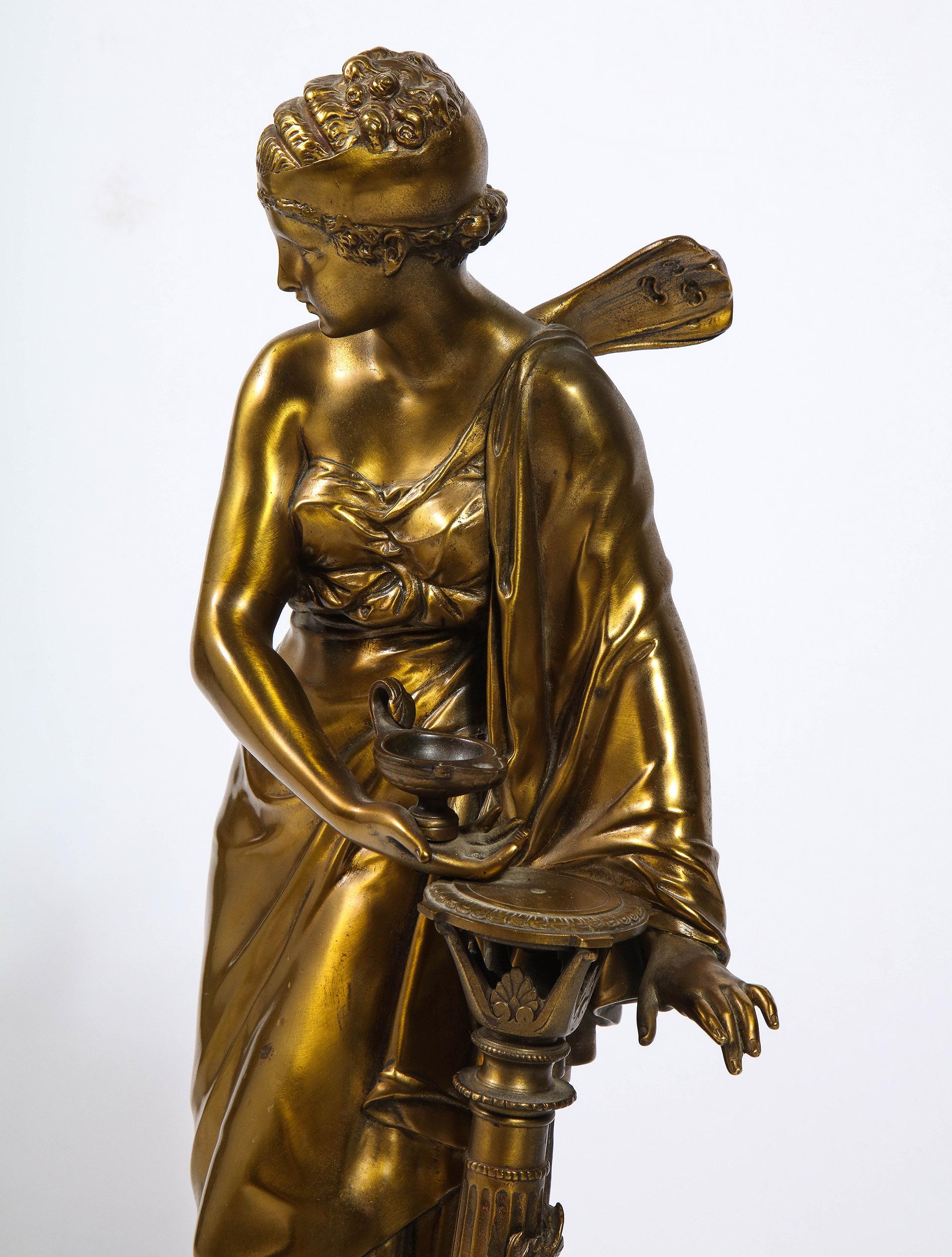 Coppia Napoleone III Bronzo Donne Neoclassiche in vendita 4