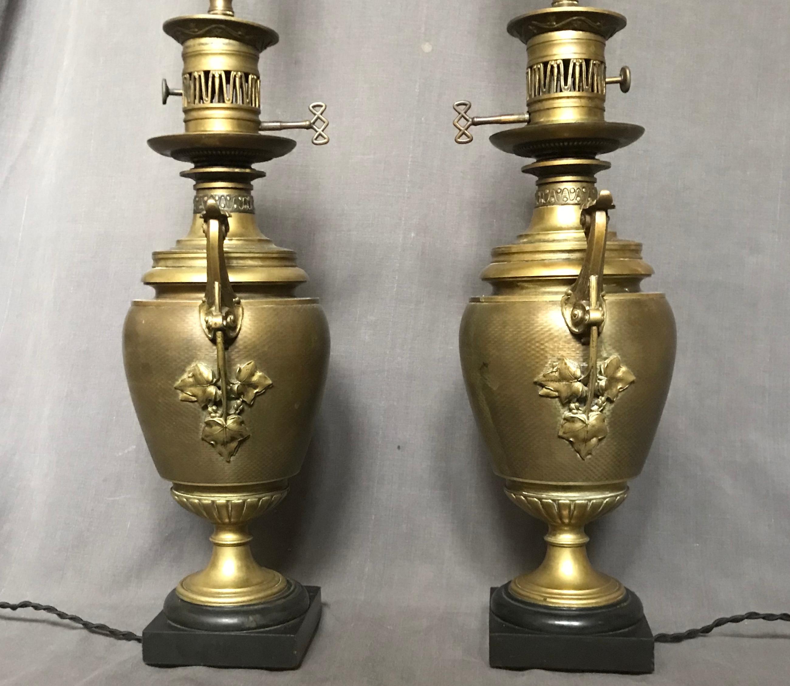 French Pair of Napoleon III Lamps For Sale