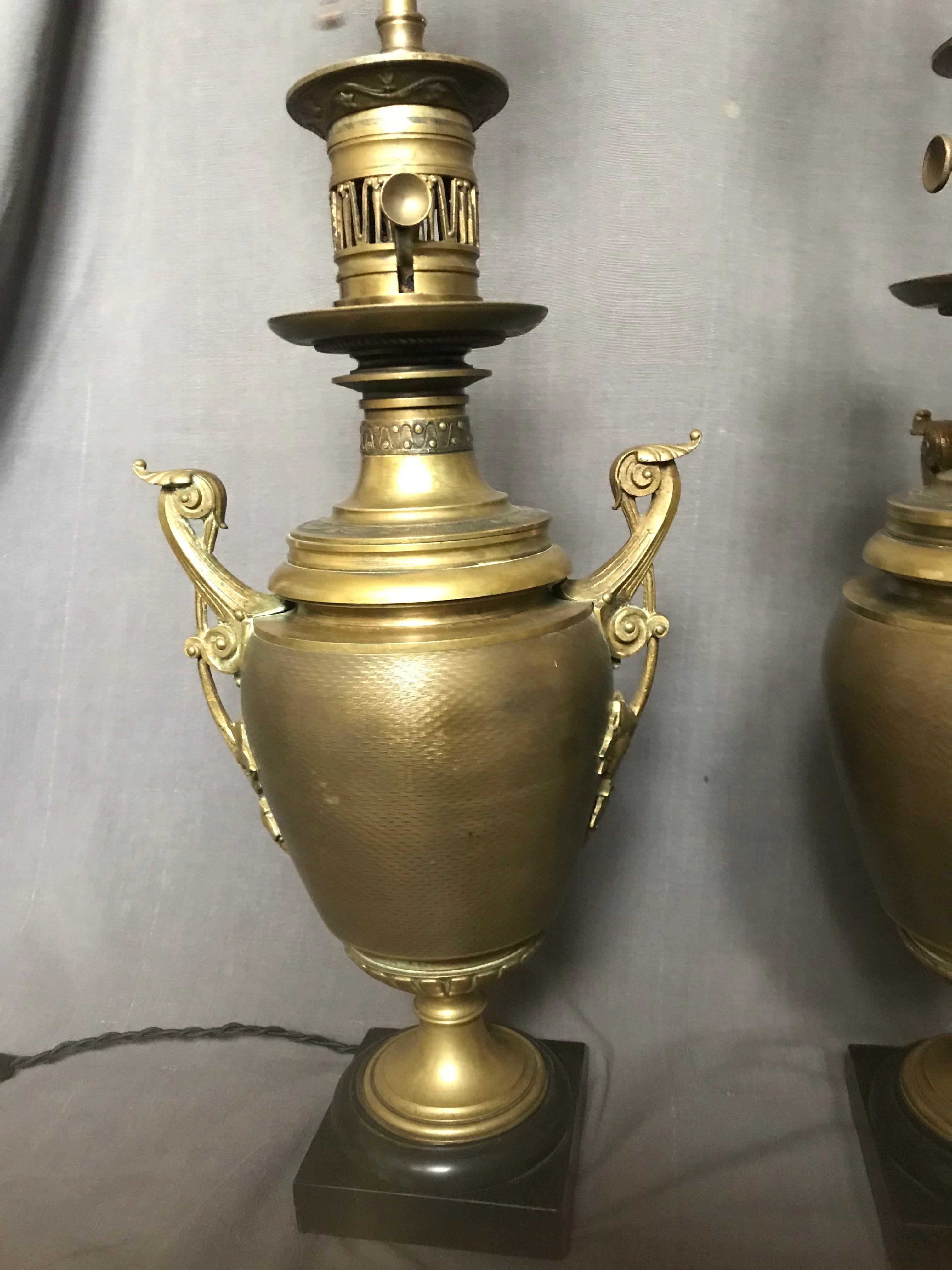19th Century Pair of Napoleon III Lamps For Sale