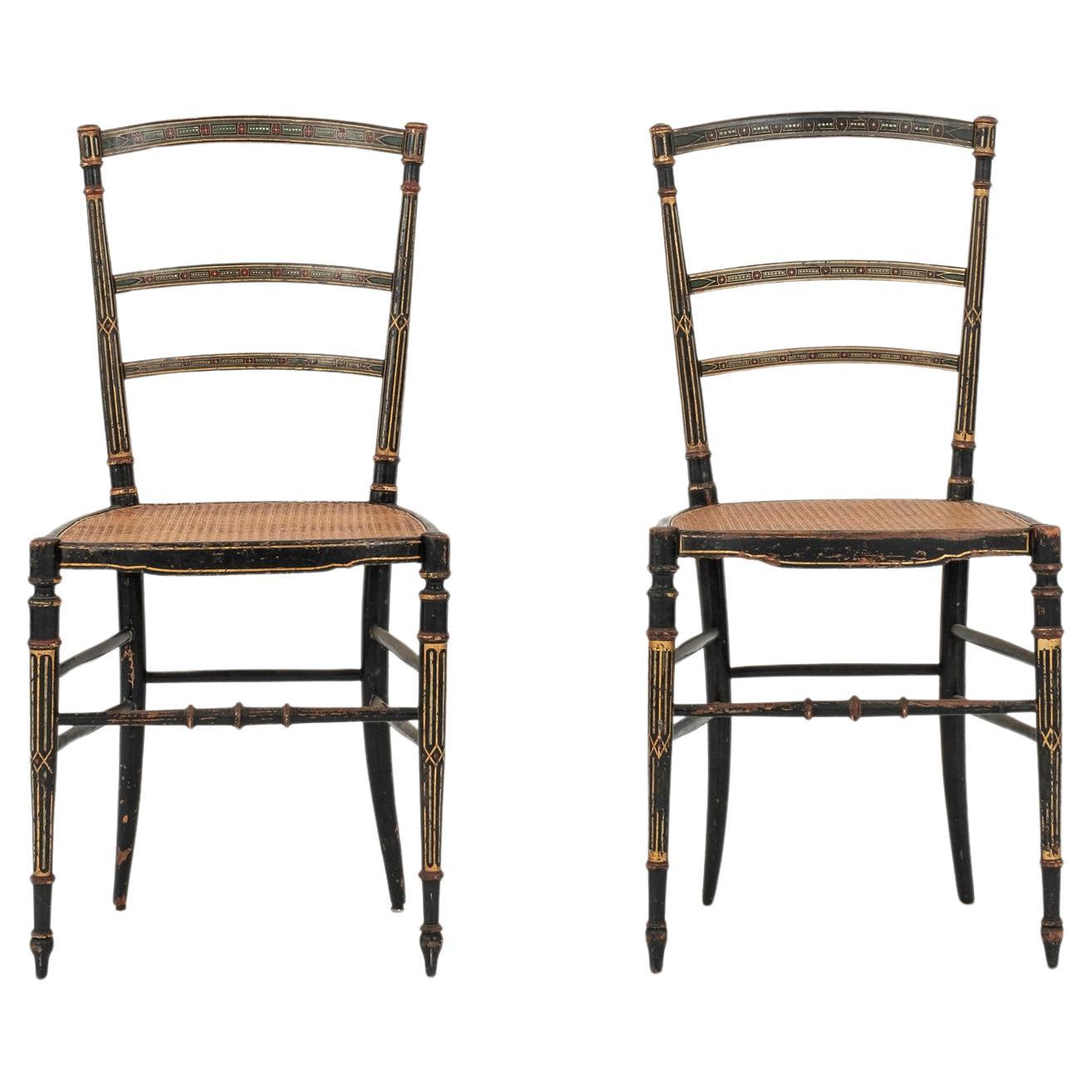 Paar bemalte Beistellstühle Napoleon III (Napoleon III.) im Angebot