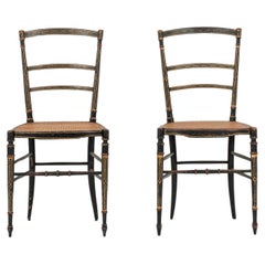 Antique Pair Napoleon III Painted Side Chairs