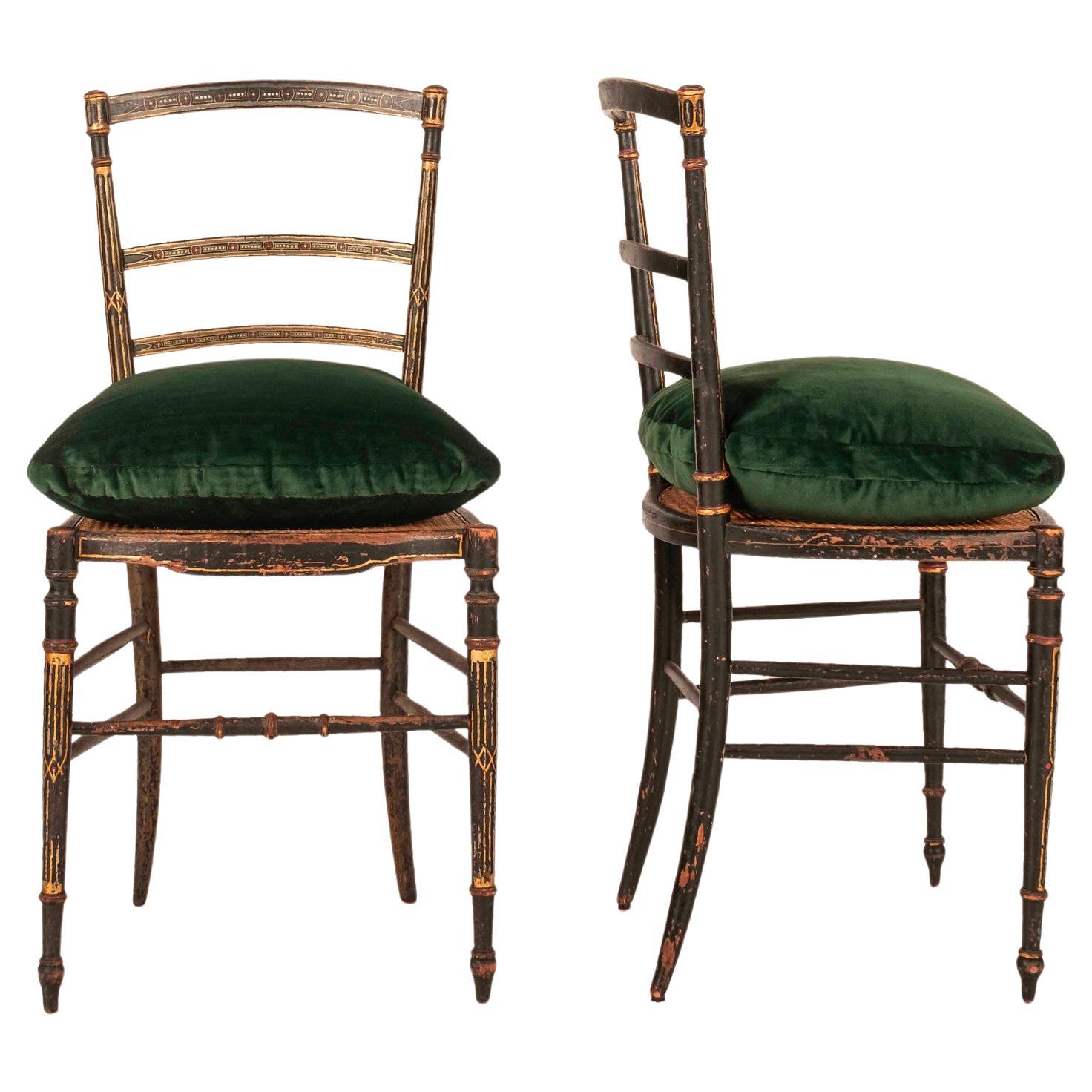 Pair Napoleon III Painted Side Chairs