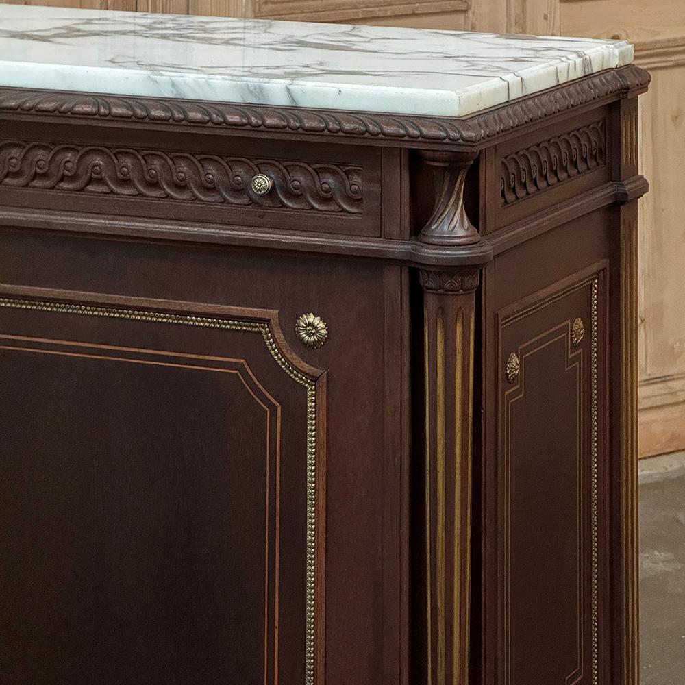 Pair Napoleon III Period Marble Top Mahogany Confituriers ~ Cabinets en venta 3