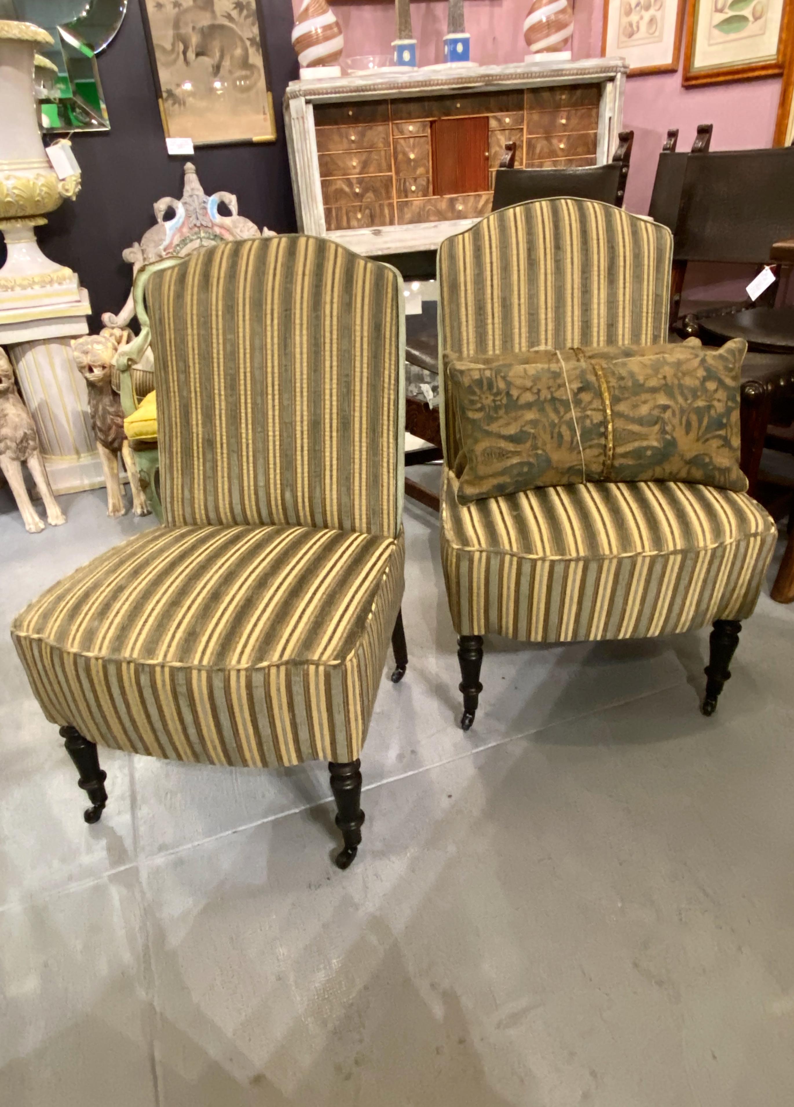 Pair Napoleon III Slipper Chairs For Sale 4
